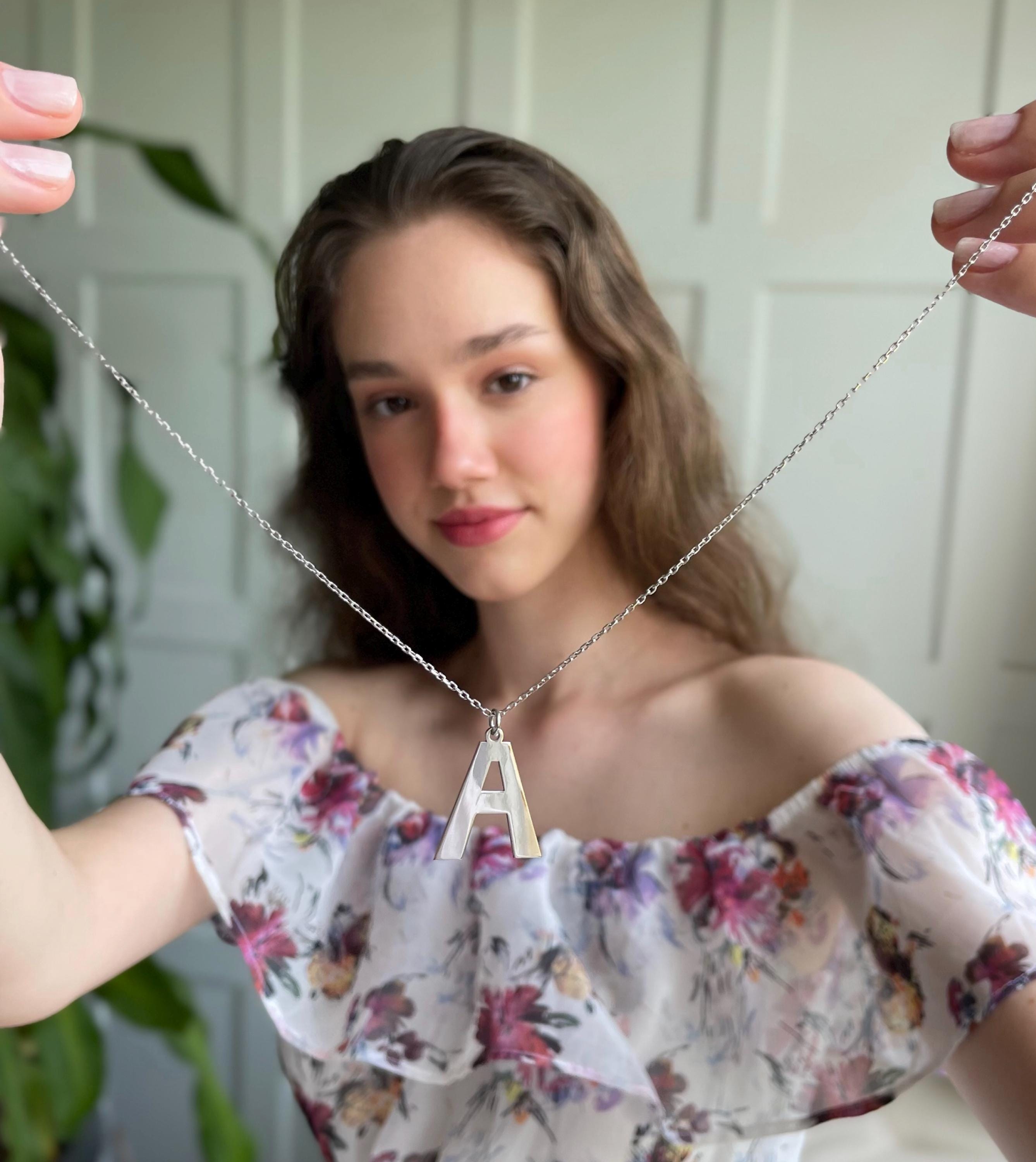 Laser Cut Initial Necklace - Sterling Silver