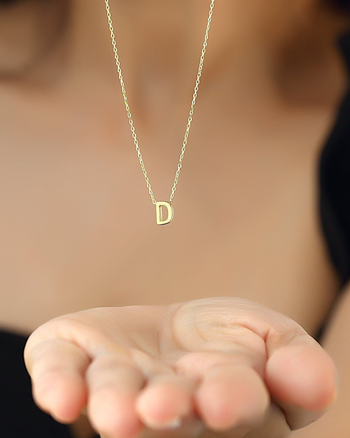 Personalized Initial Letter Necklace - Sterling Silver