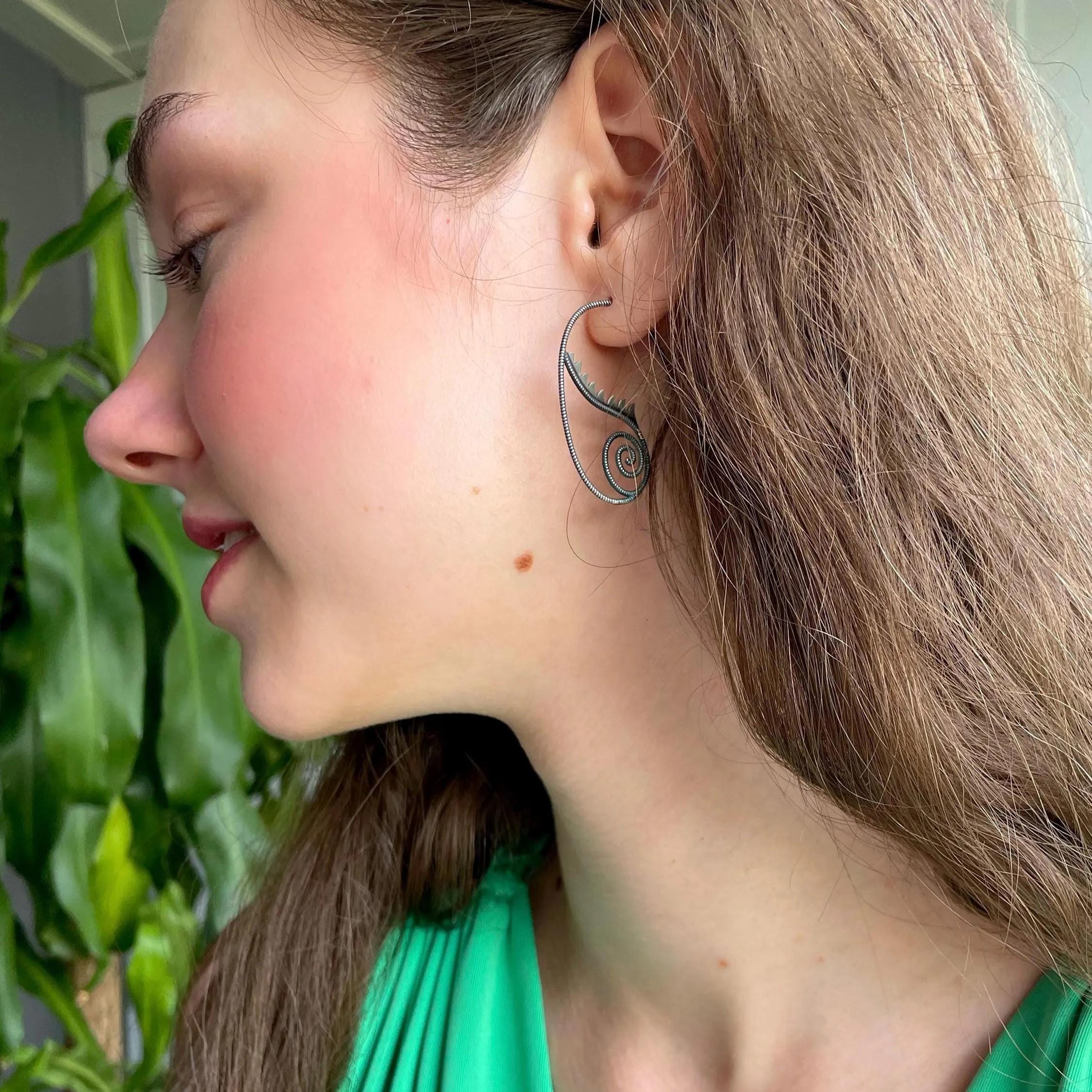 Oxidised Silver Statement Earrings - Sterling Silver