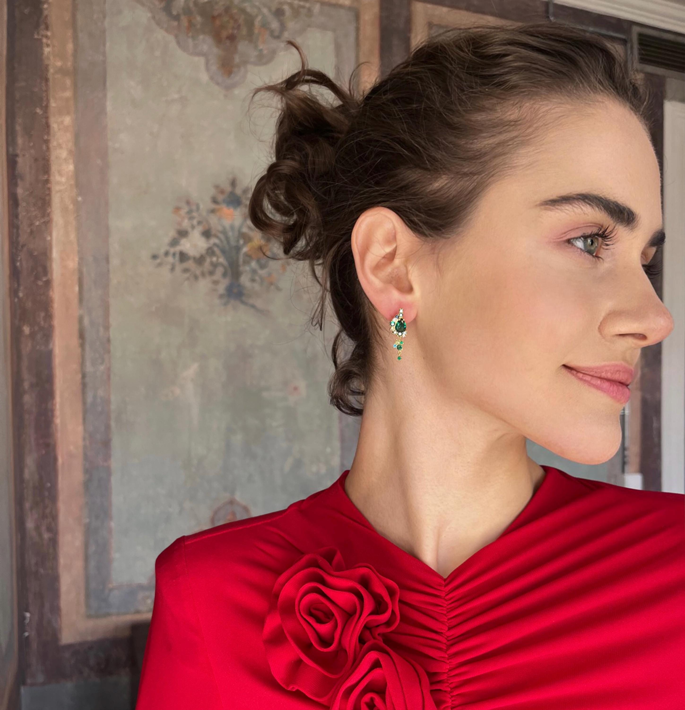 Vintage Emerald Rhinestone Set - Sterling Silver