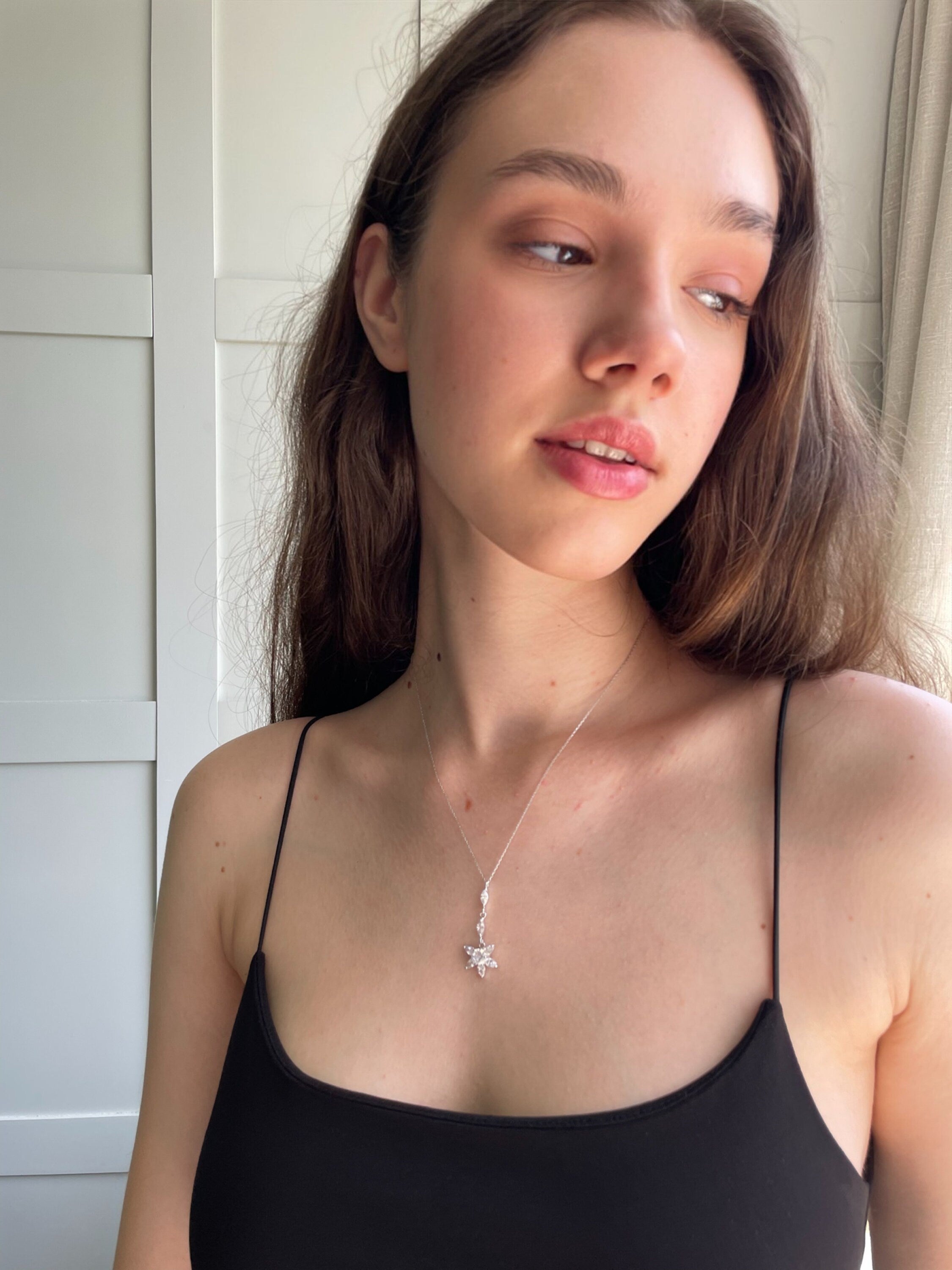 Charming Cz Flower Necklace - Sterling Silver