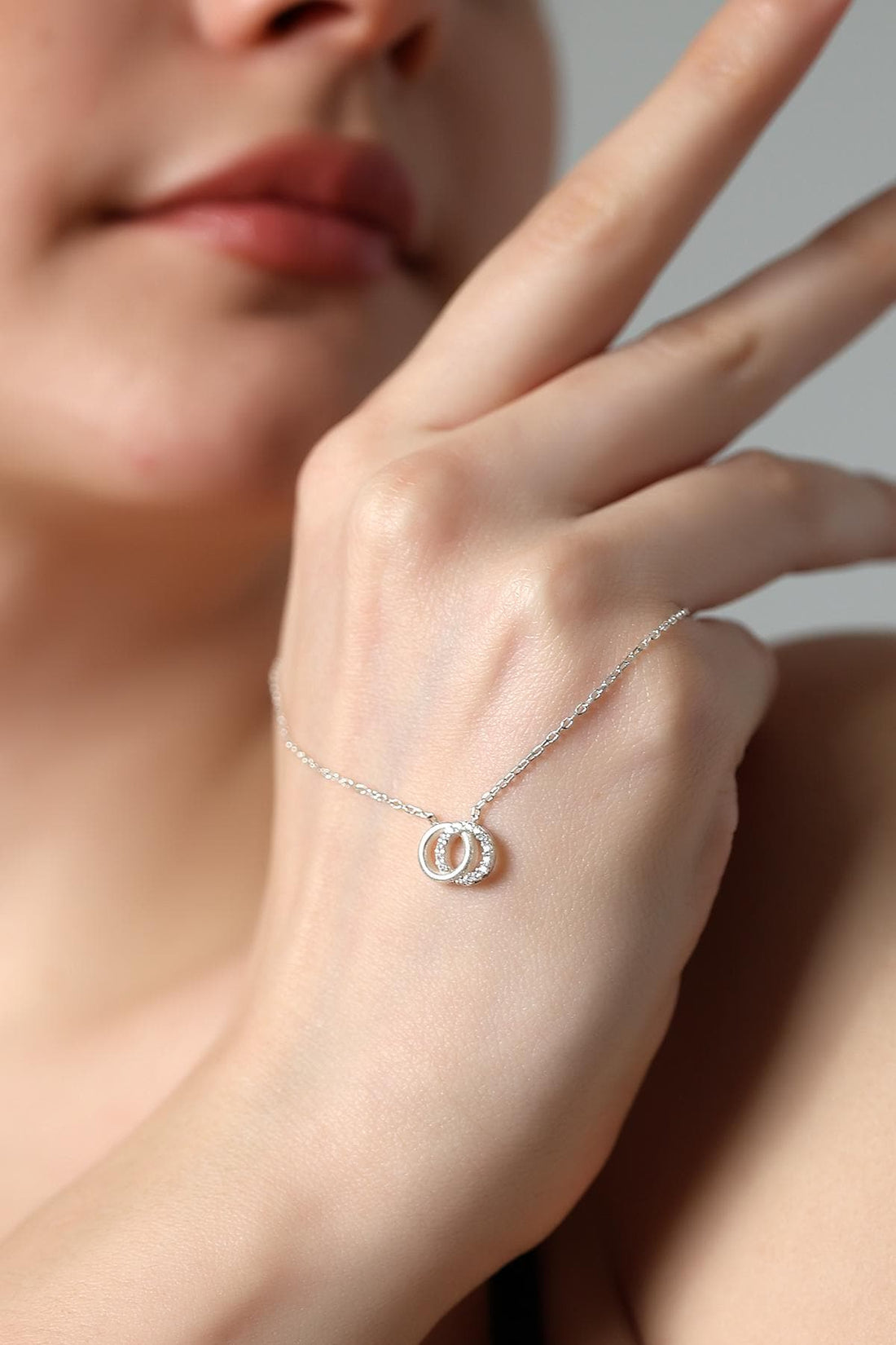 Dainty Double Circle Necklace - Sterling Silver