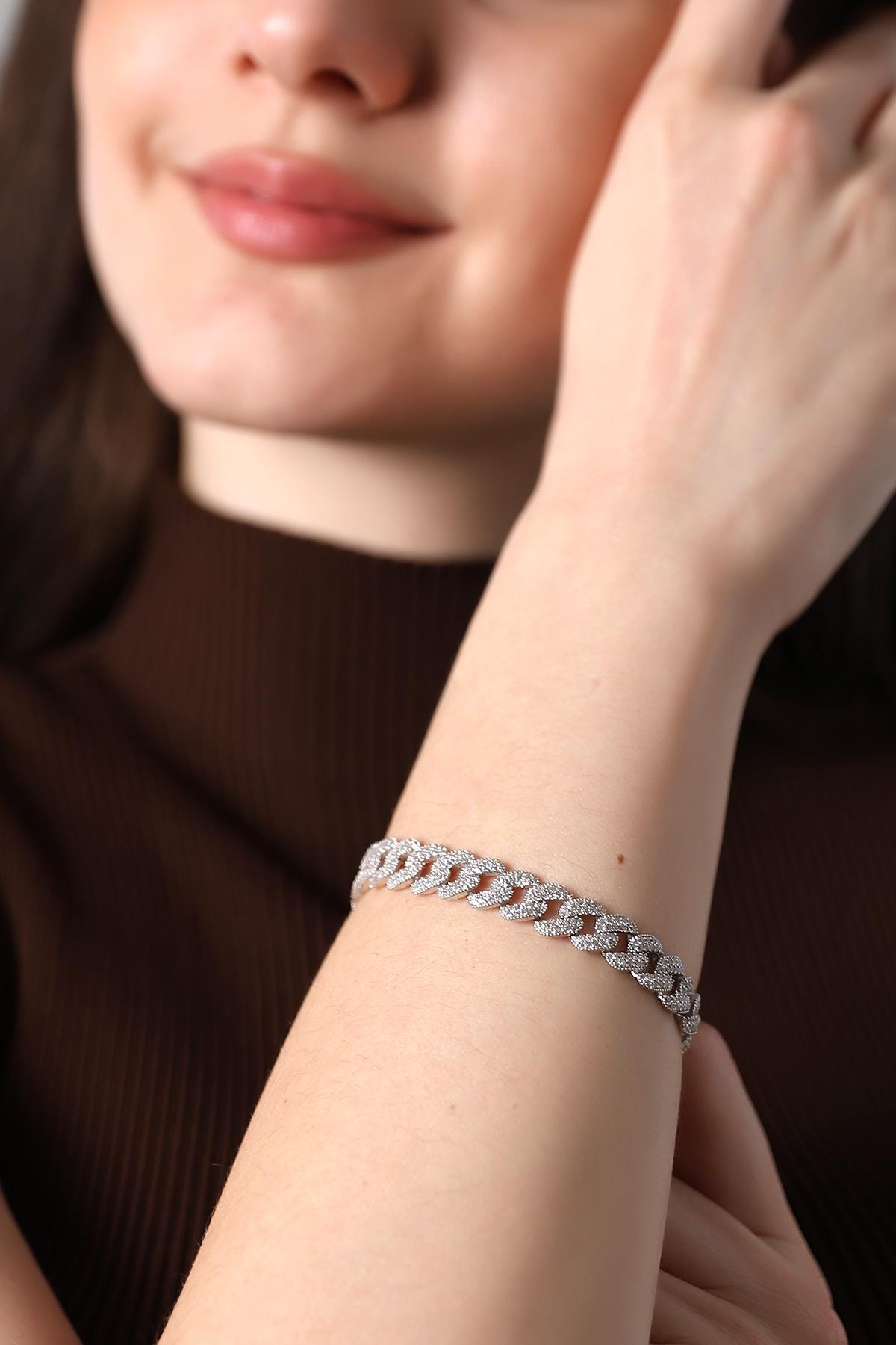 Iced Out Cuban Link Bracelet - Sterling Silver