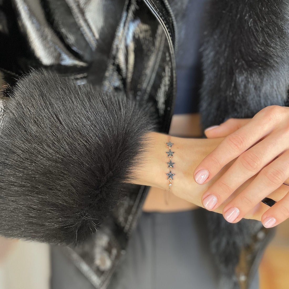 Star Lariat Necklace & Bracelet Set - Sterling Silver