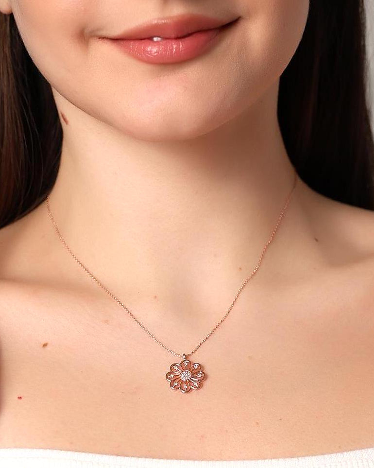 Minimalist Floral Charm Necklace - Sterling Silver