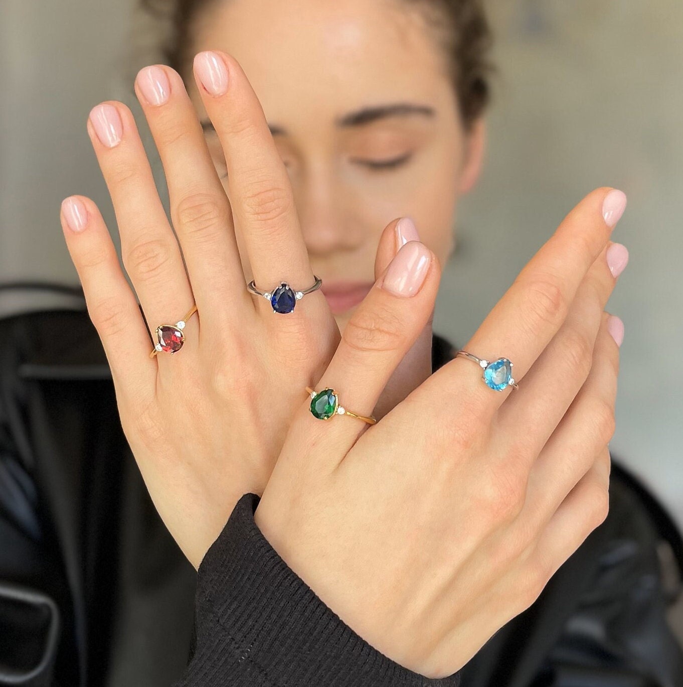 Minimal Family Birthstone Ring - Sterling Silver