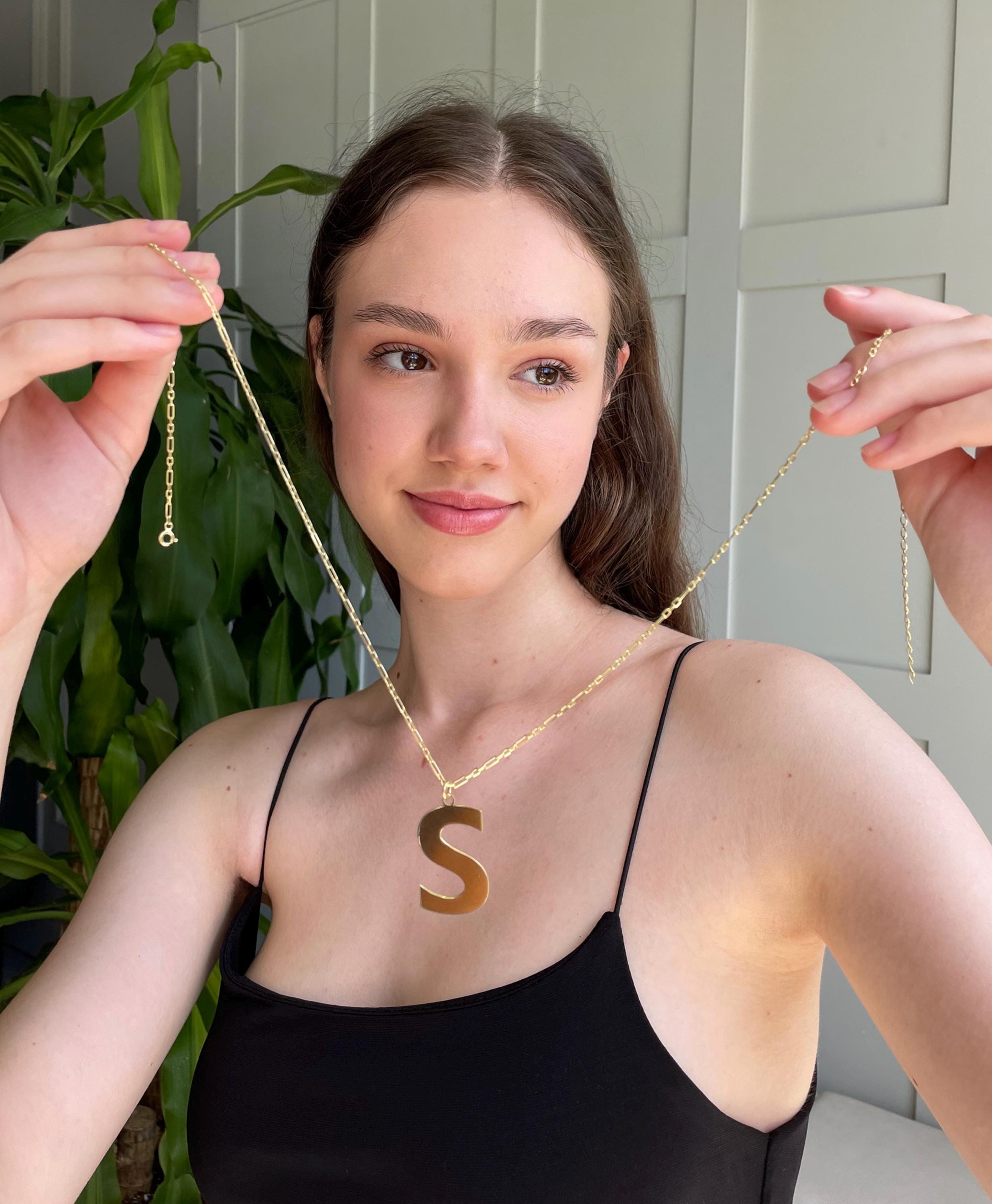 Laser Cut Initial Necklace - Sterling Silver