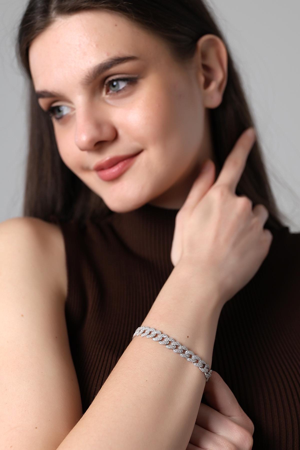 Iced Out Cuban Link Bracelet - Sterling Silver