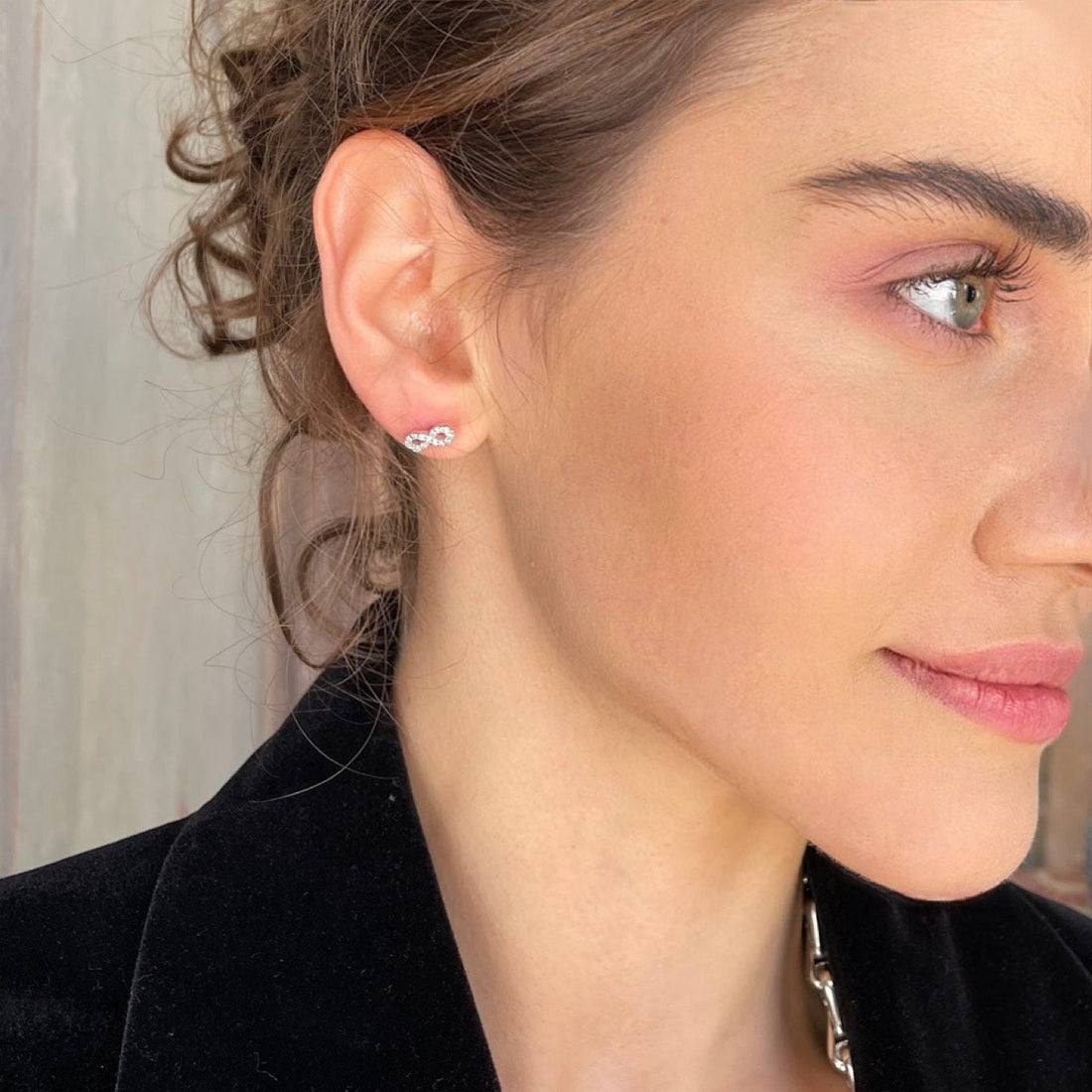 Minimalist Infinity Stud Earrings - Sterling Silver
