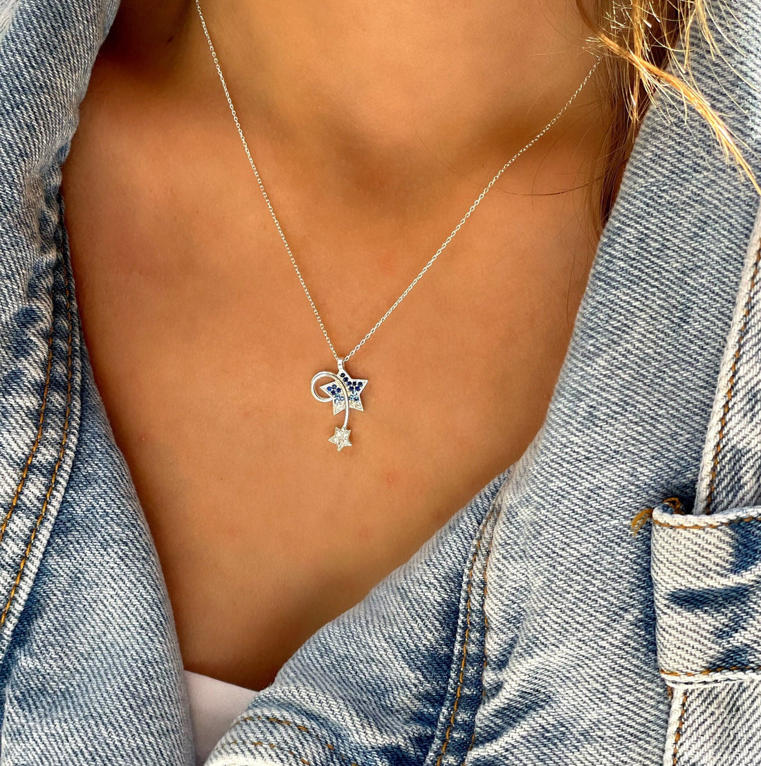 Minimalist Comet Necklace - Sterling Silver