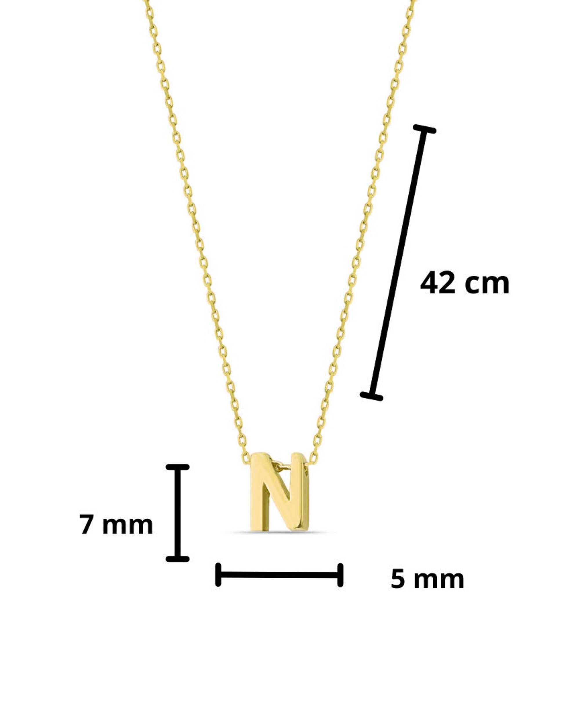 Personalized Initial Letter Necklace  - Sterling Silver (Gold)