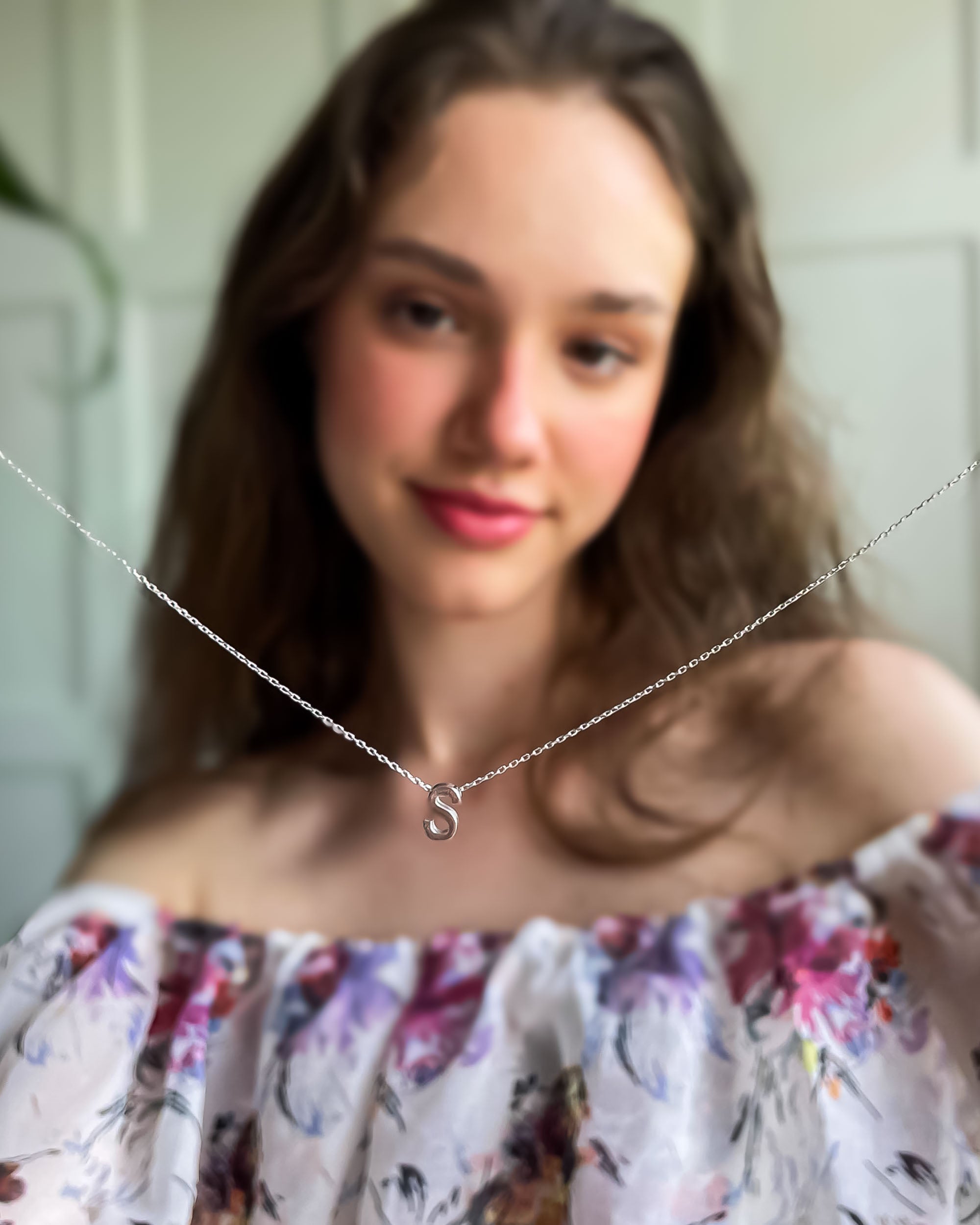 Personalized Initial Letter Necklace - Sterling Silver