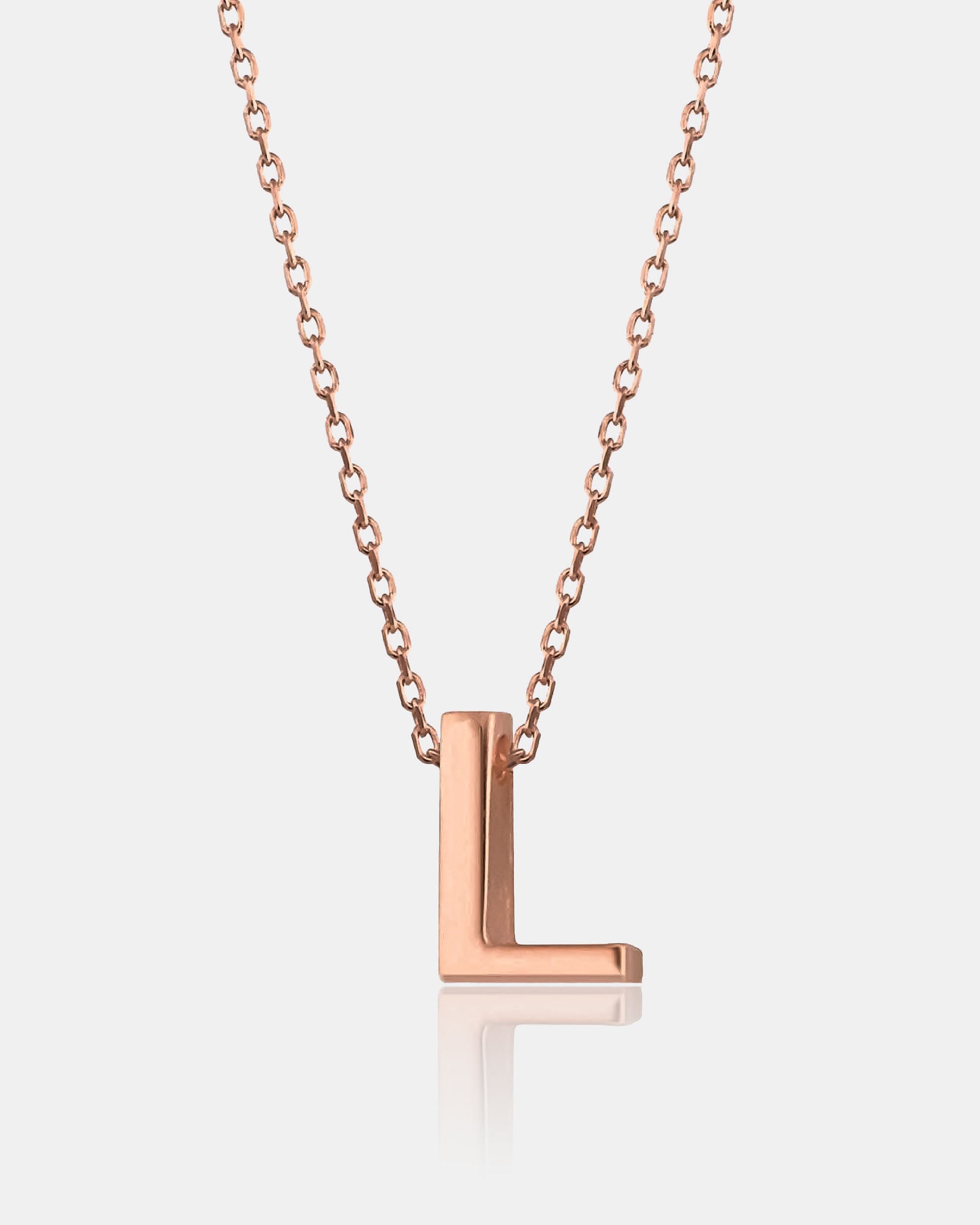 Personalized Initial Letter Necklace - Sterling Silver (Rose Gold)