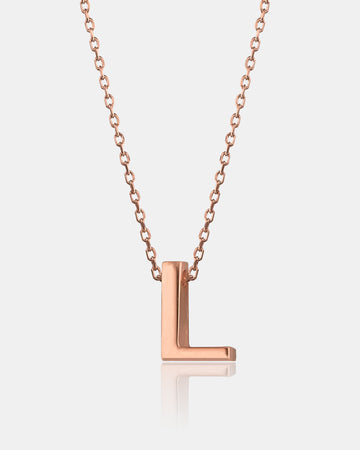 Personalized Initial Letter Necklace - Sterling Silver (Rose Gold)