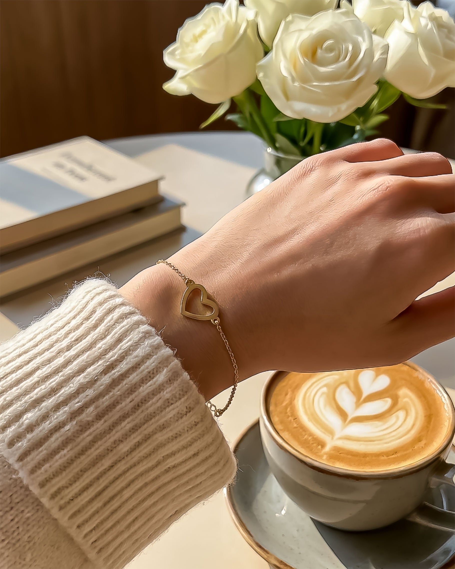 Open Heart Charm Bracelet - Sterling Silver