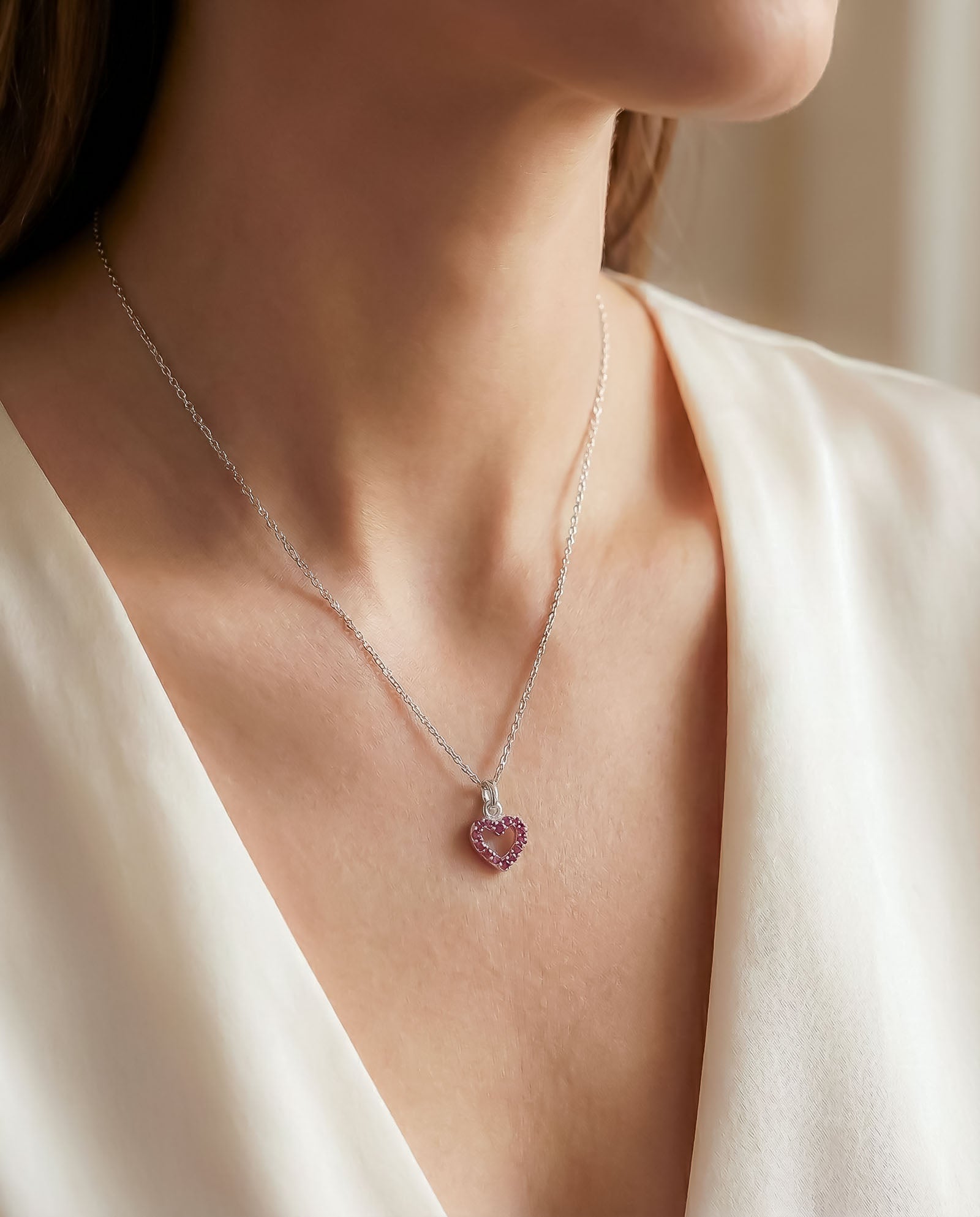 Sparkling Heart Pendant CZ Necklace