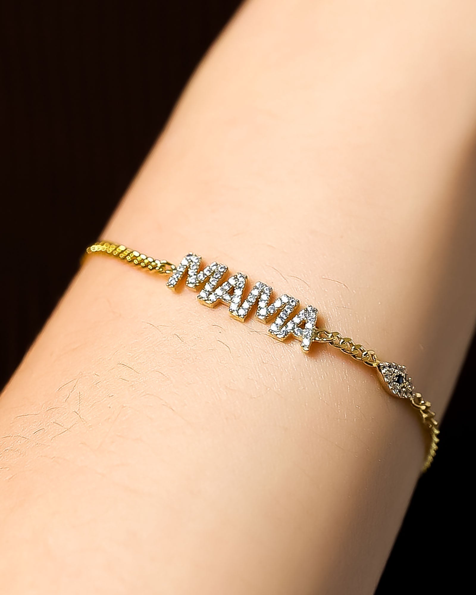 Gold Mama CZ Bracelet - Sterling Silver