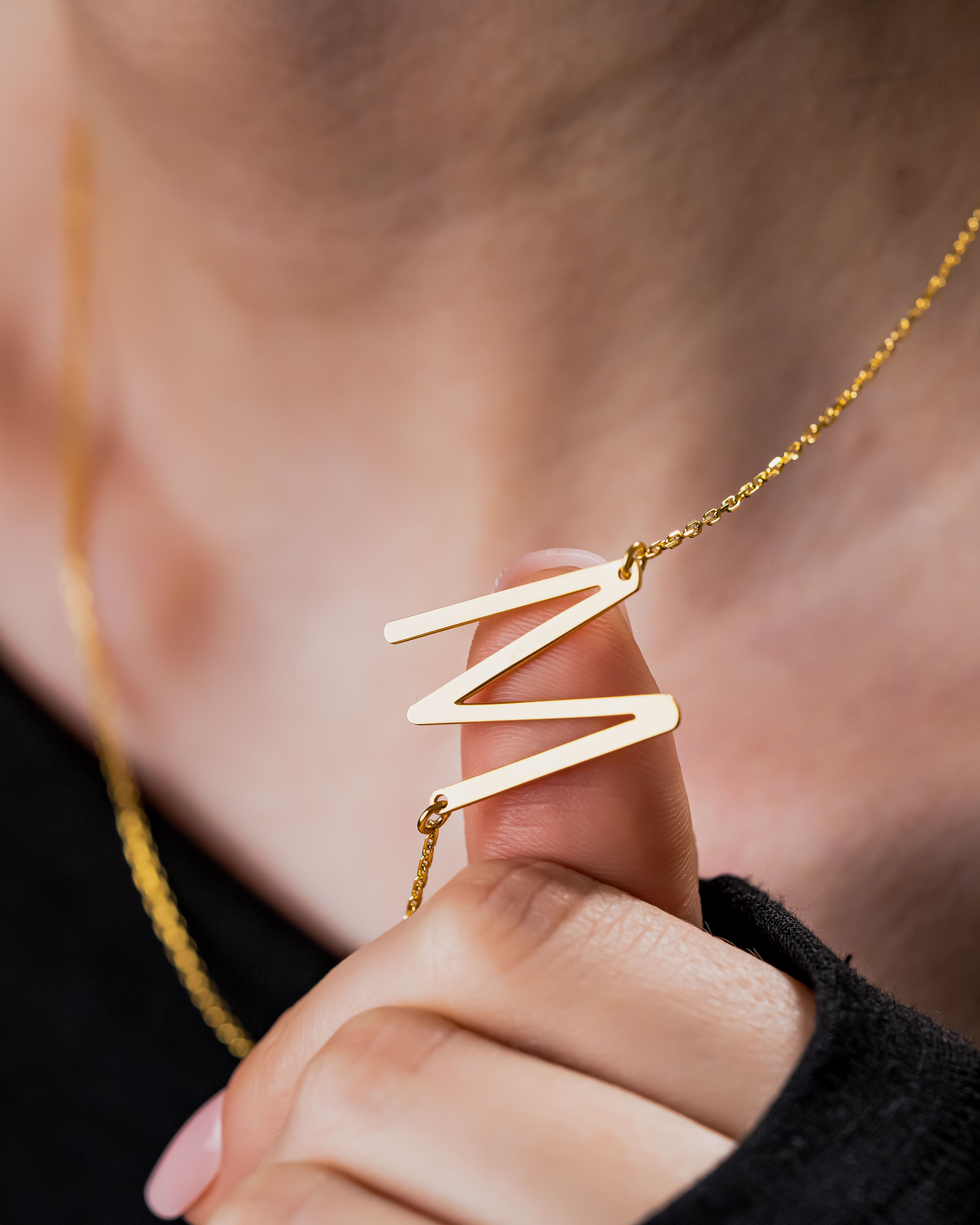 Personalised Sideways Initial Necklace - Sterling Silver