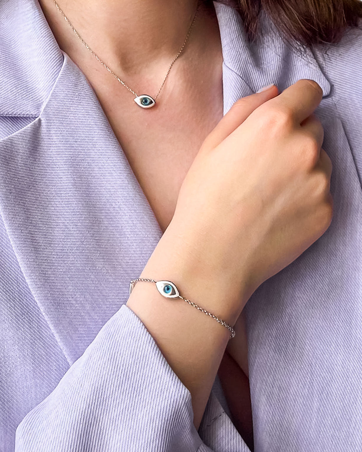 Marquise Single Evil Eye Bracelet - Sterling Silver