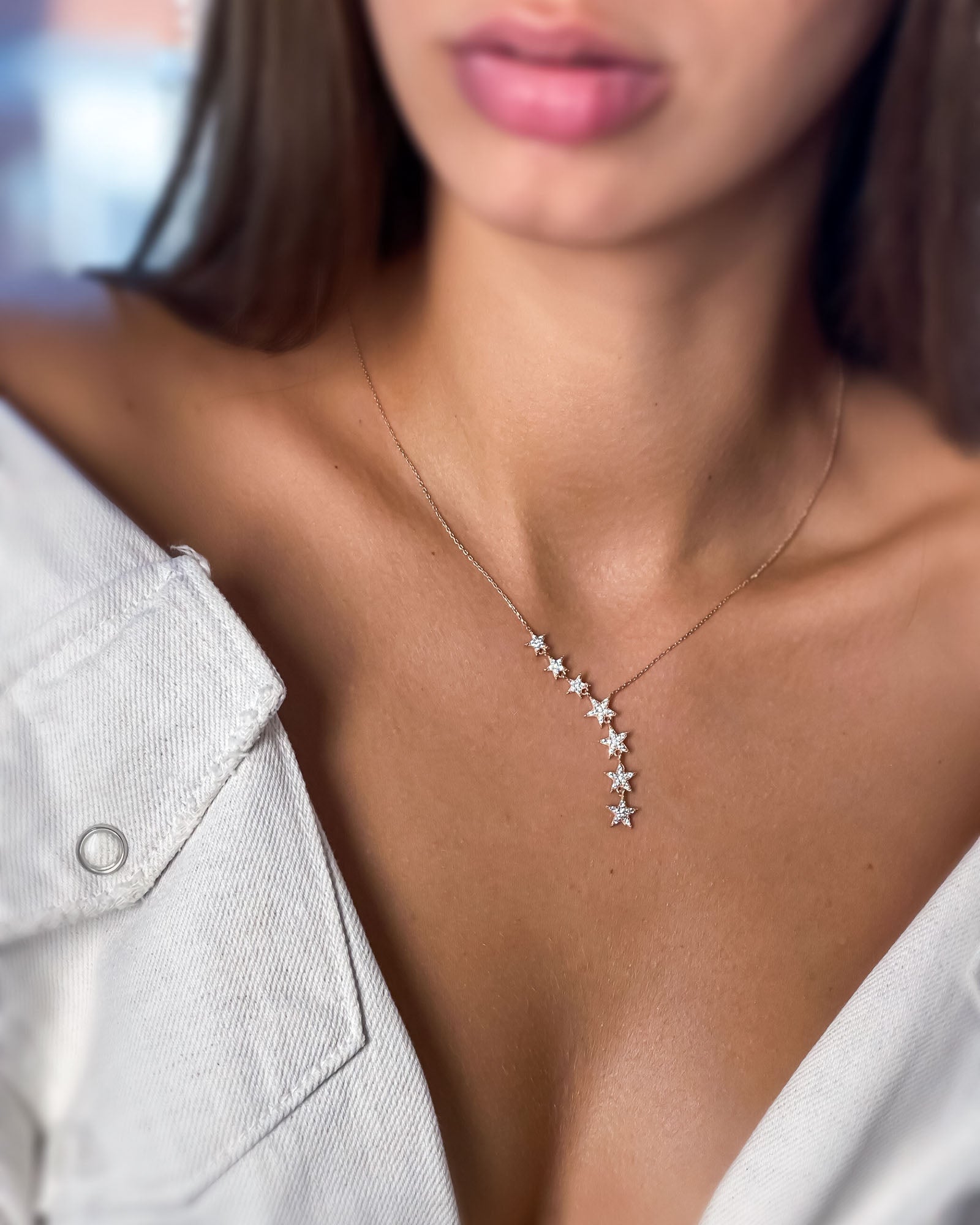 Star Lariat Necklace - Sterling Silver