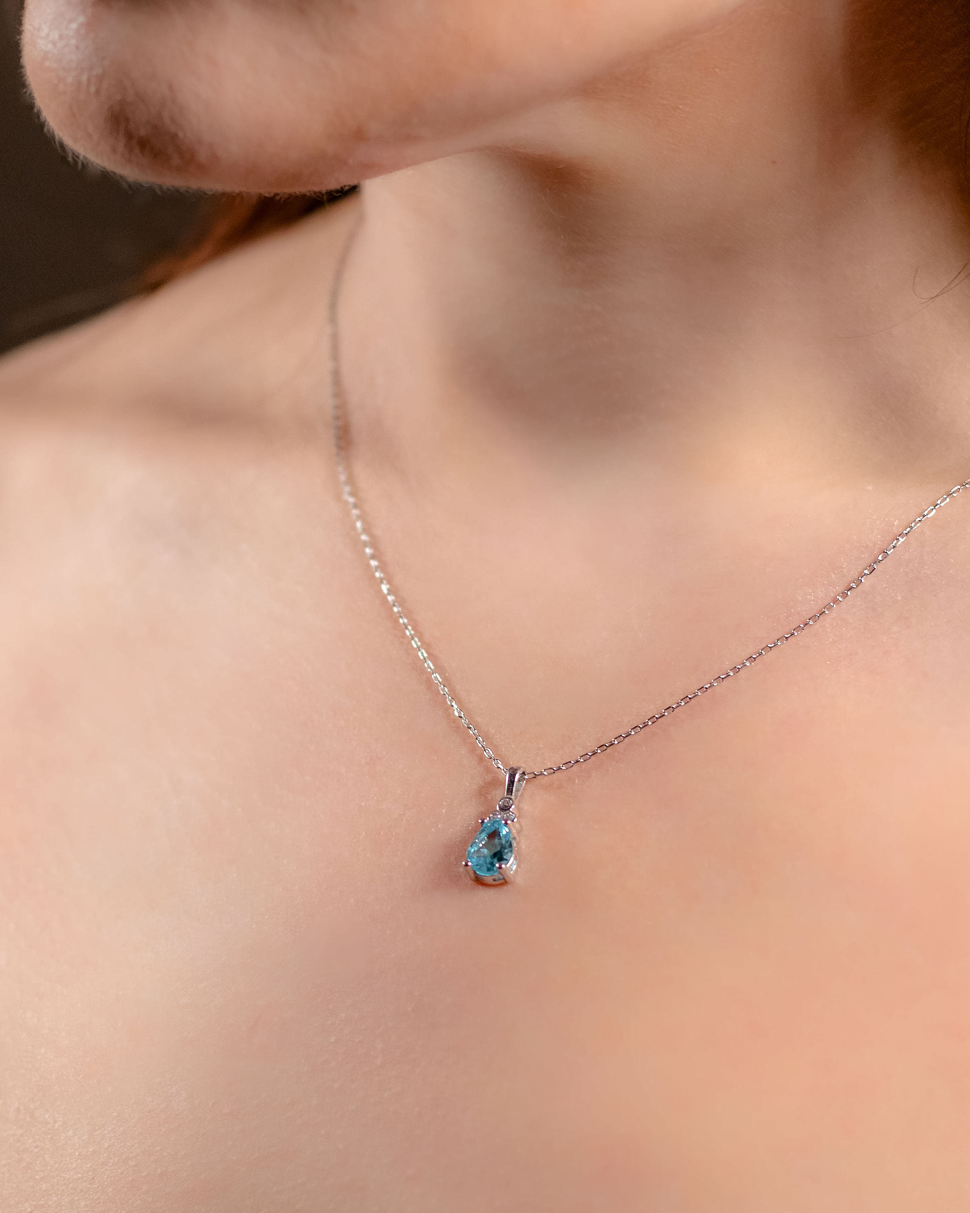 Birthstone Necklace with Zirconia Accents - Sterling Silver