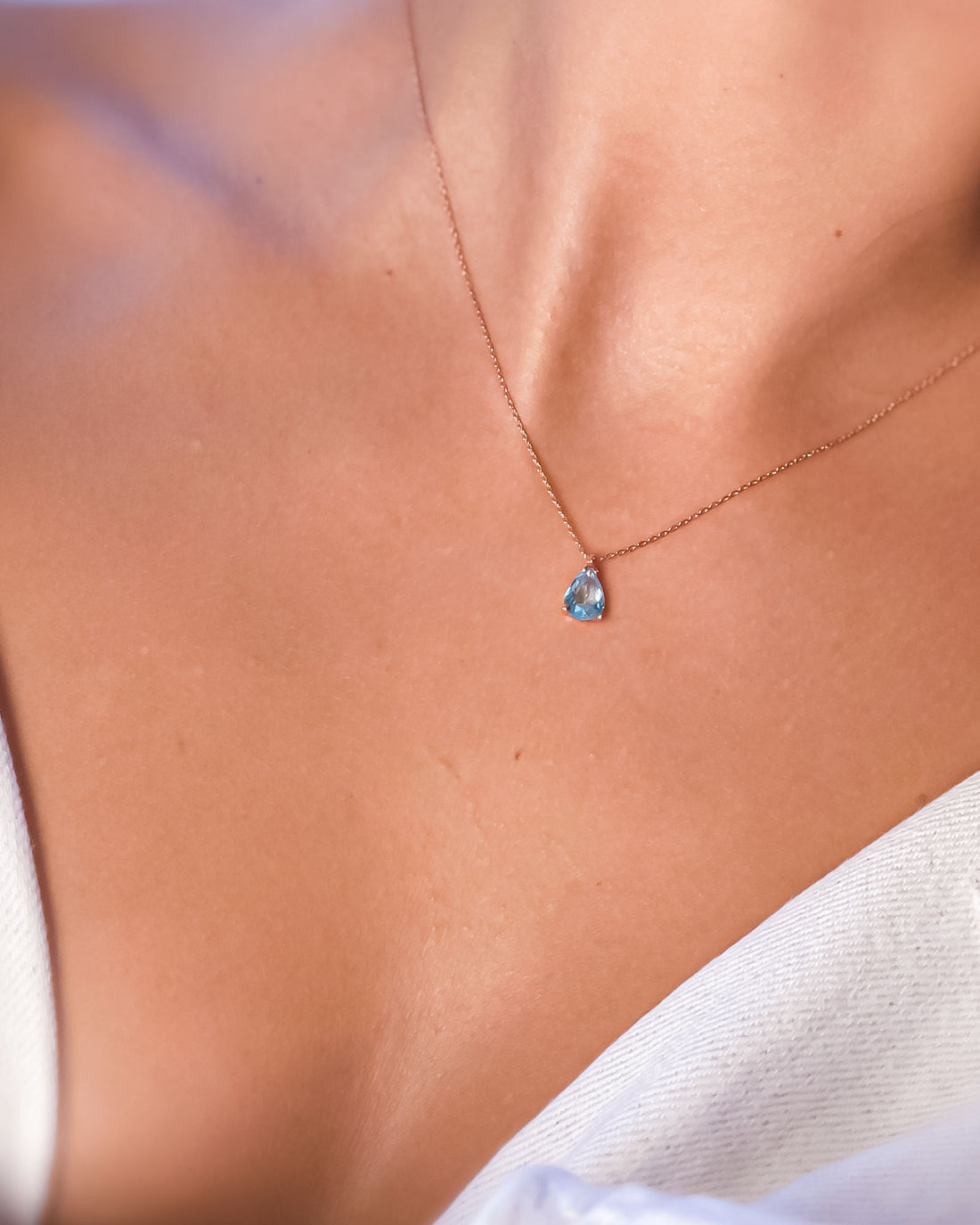 Birthstone Drop Necklace Silver - Sterling Silver