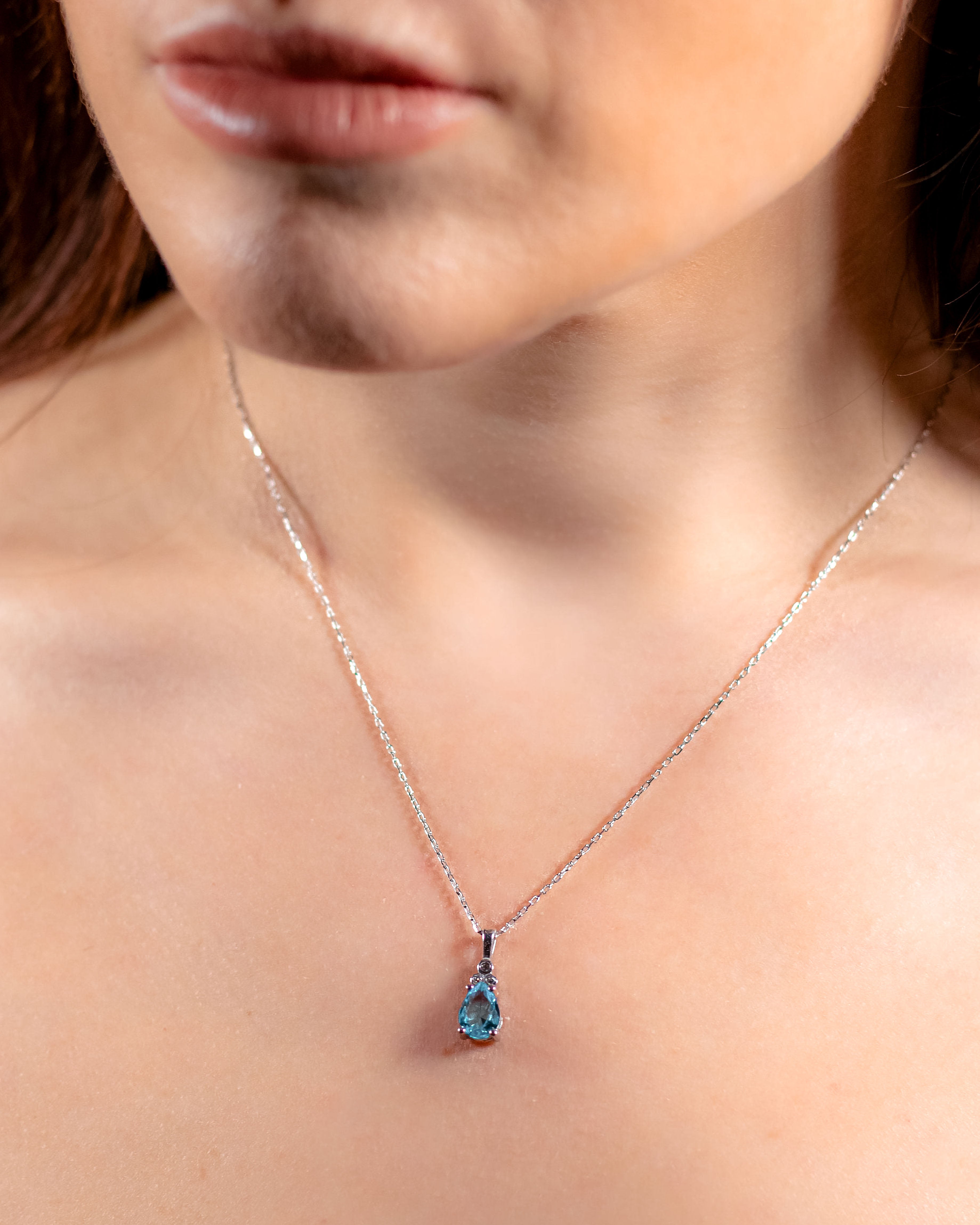 Birthstone Necklace with Zirconia Accents - Sterling Silver