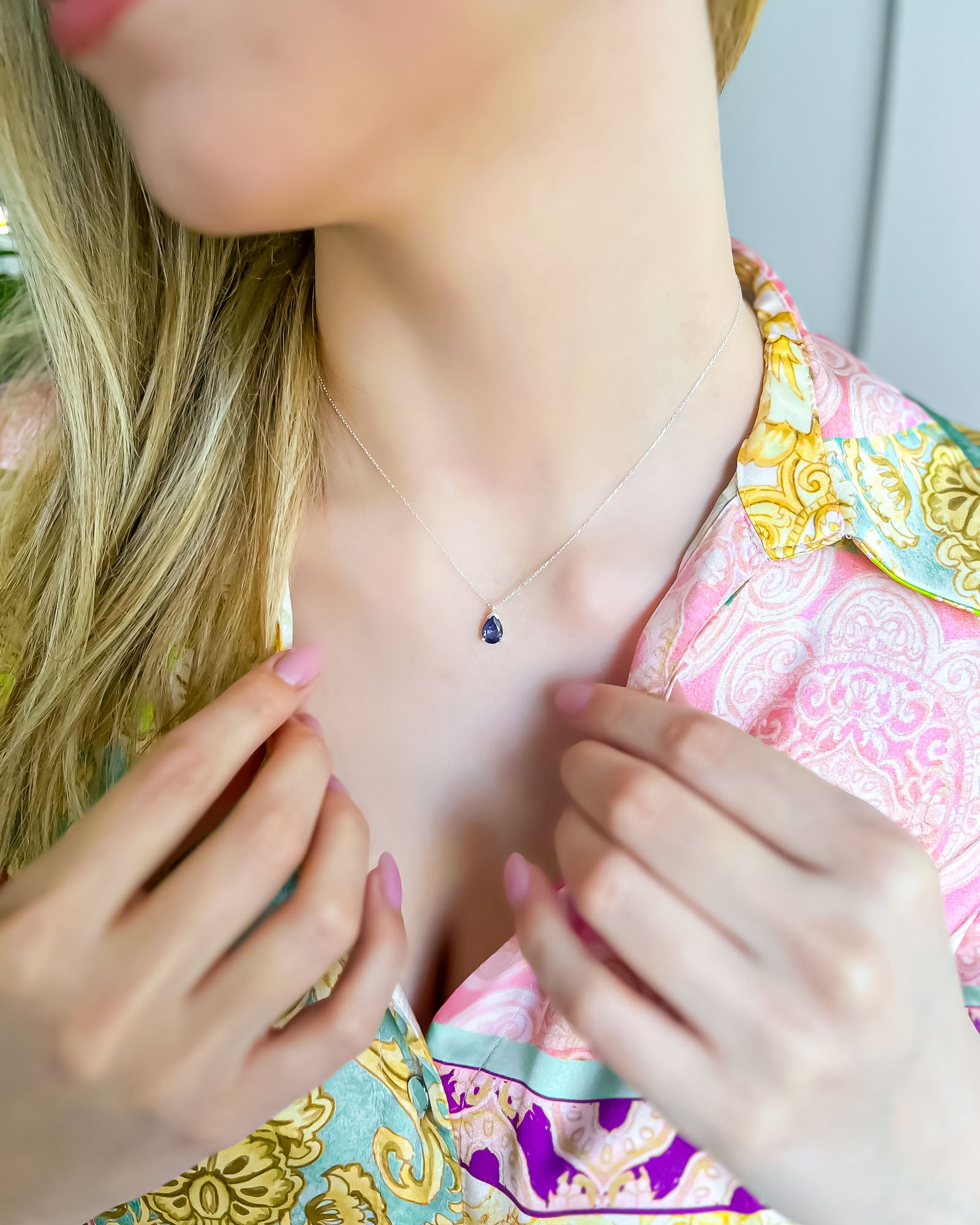 Birthstone Drop Necklace Silver - Sterling Silver