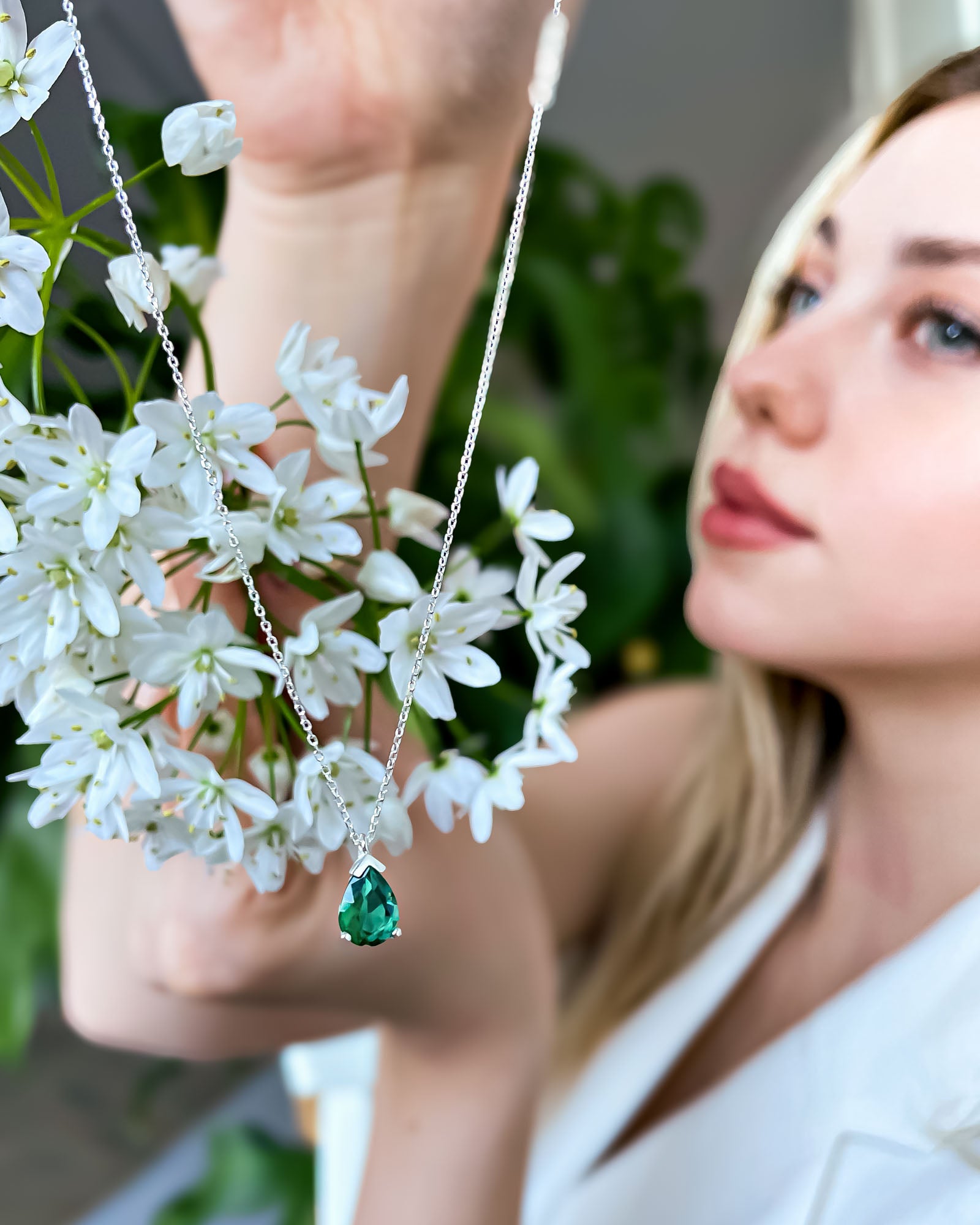 Birthstone Drop Necklace Gold - Sterling Silver