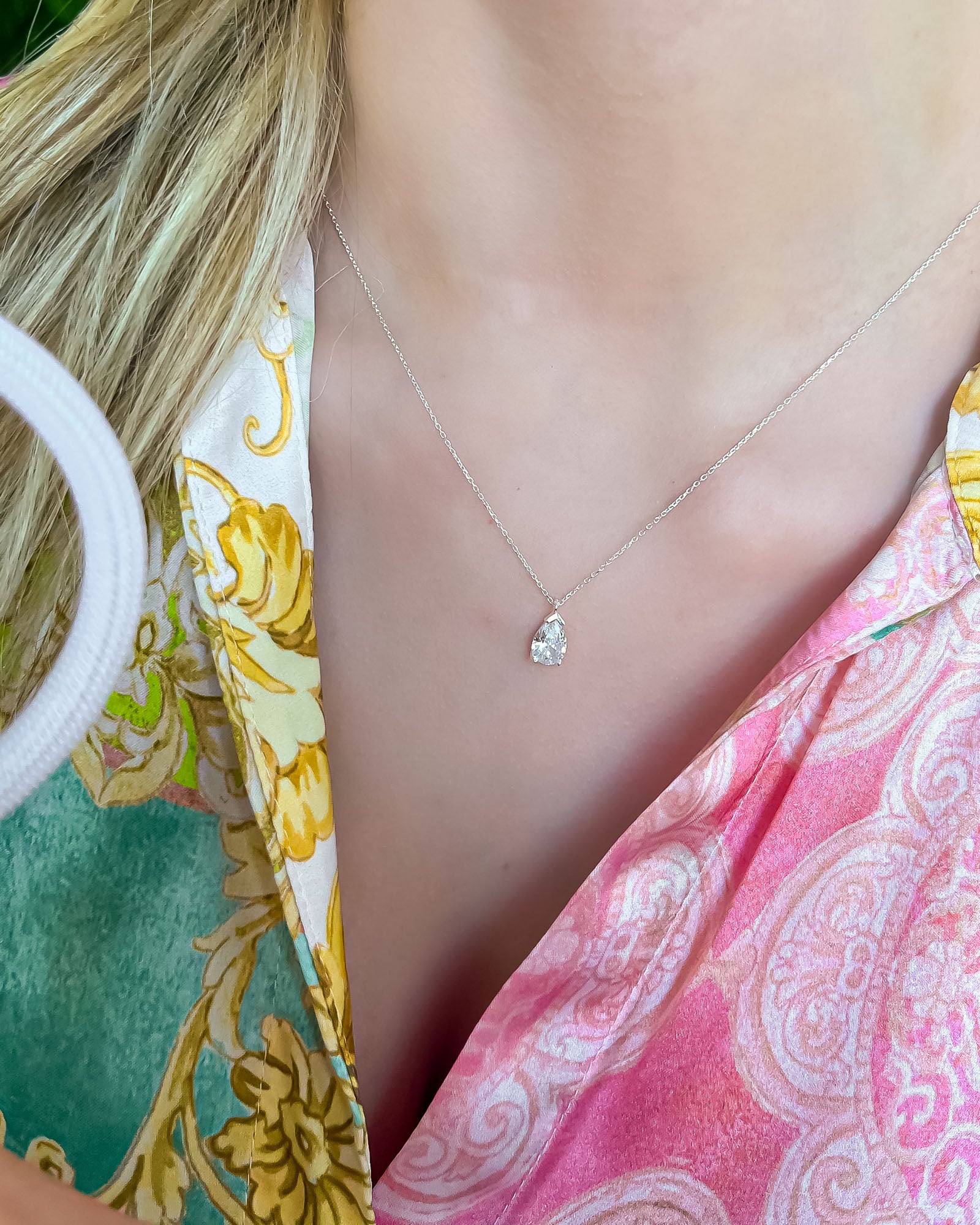 Birthstone Drop Necklace Silver - Sterling Silver