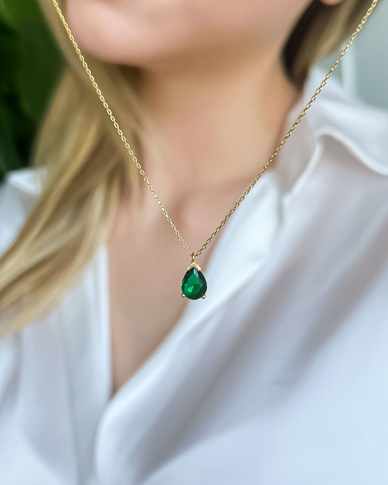 Birthstone Drop Necklace Silver - Sterling Silver