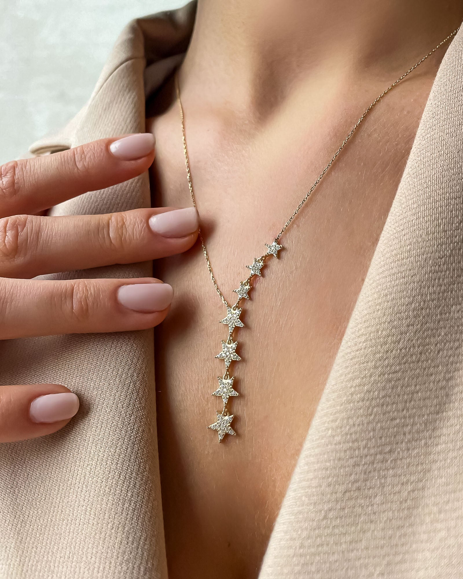 Star Lariat Necklace - Sterling Silver