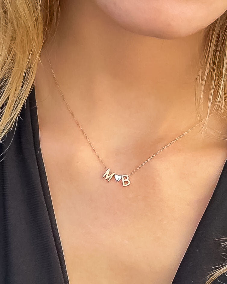 Personalised Multi Initial Heart Necklace - Sterling Silver