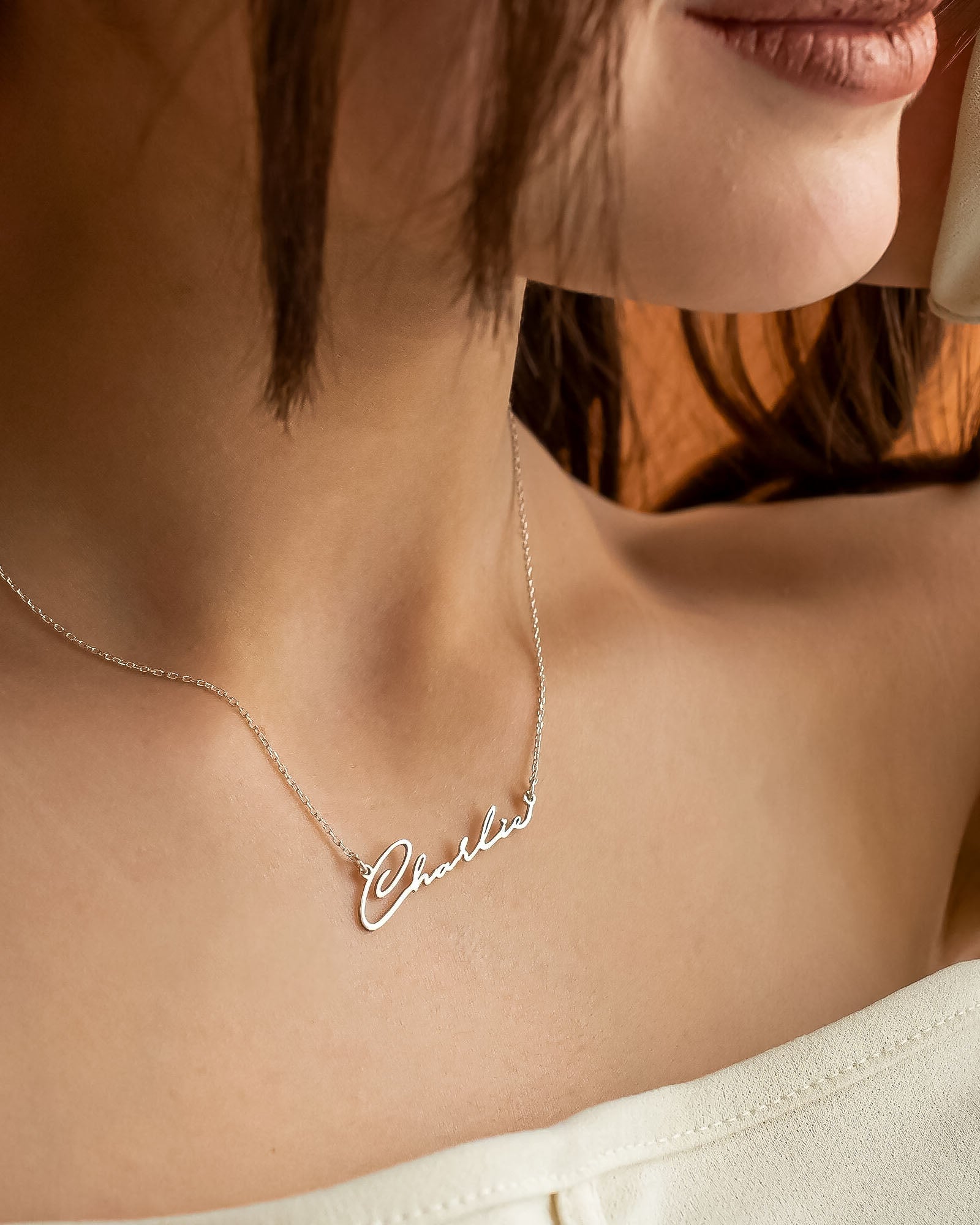 Personalised Minimalist Name Necklace - Sterling Silver
