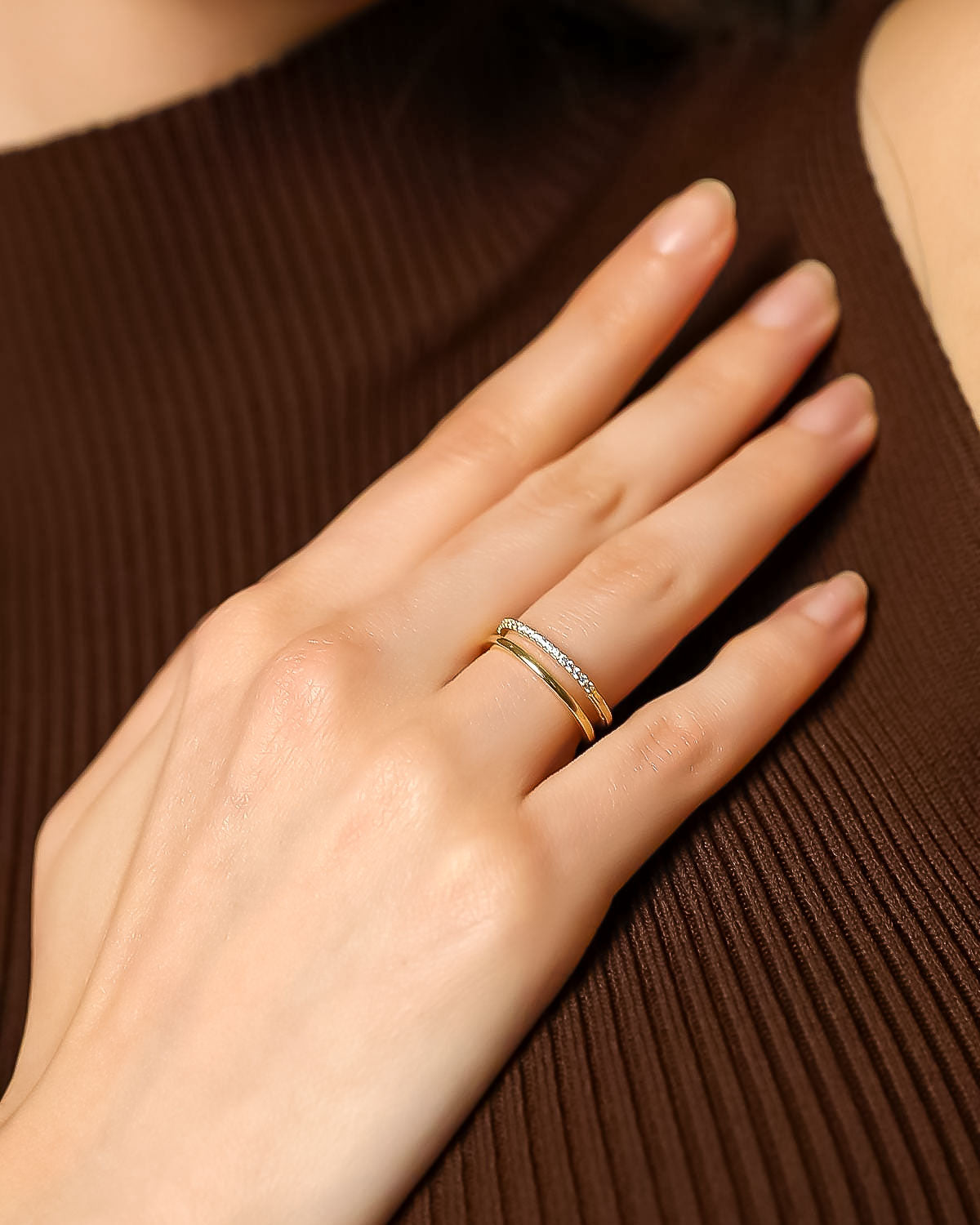 Elegant Double Band CZ Ring - Sterling Silver