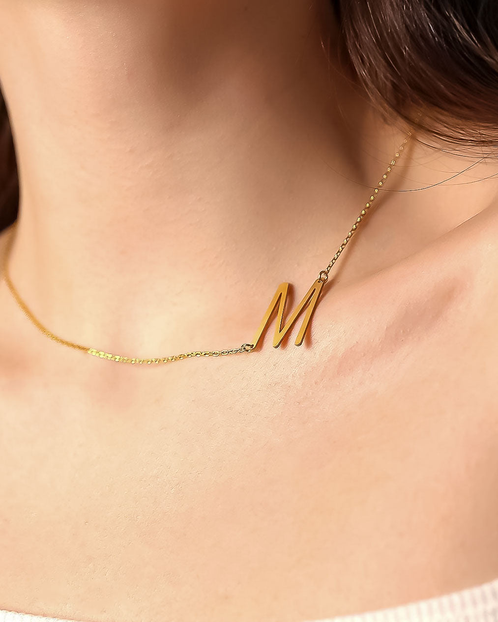 Personalised Sideways Initial Necklace - Sterling Silver