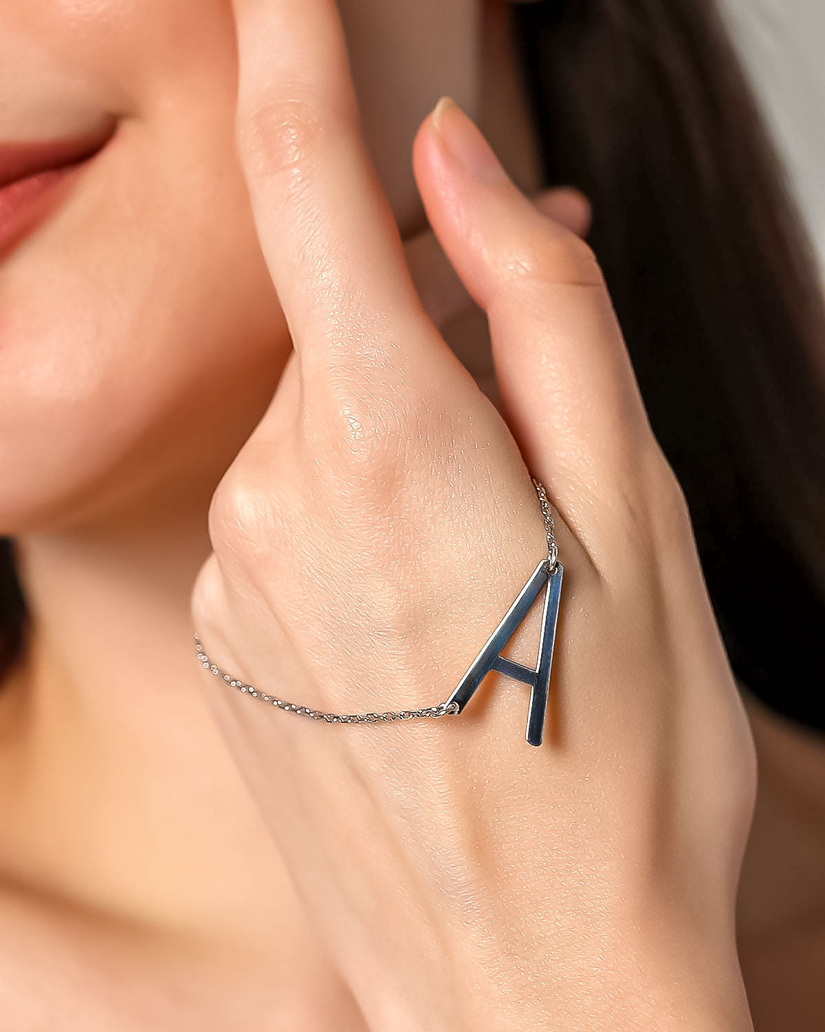 Personalised Sideways Initial Necklace - Sterling Silver