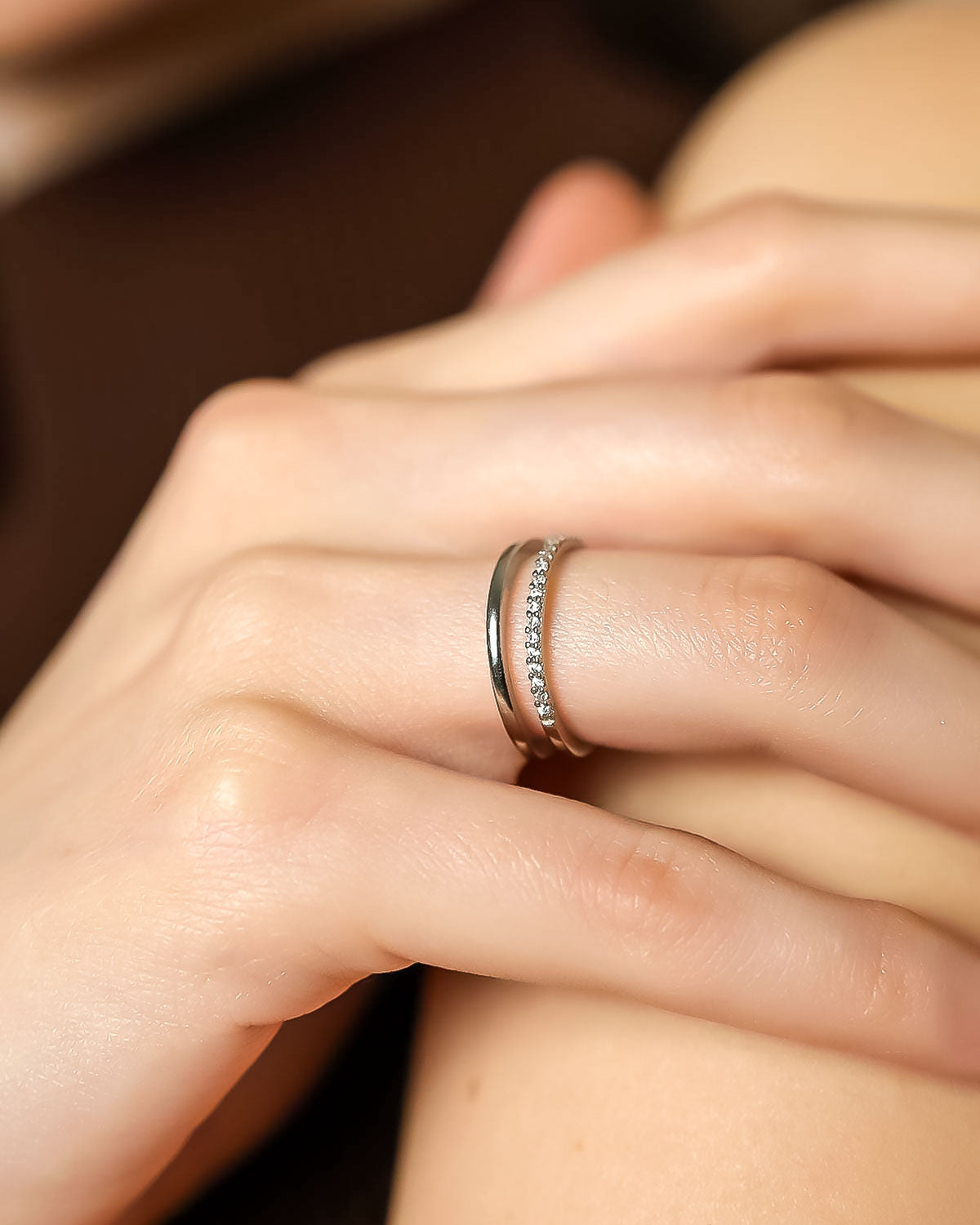 Elegant Double Band CZ Ring - Sterling Silver