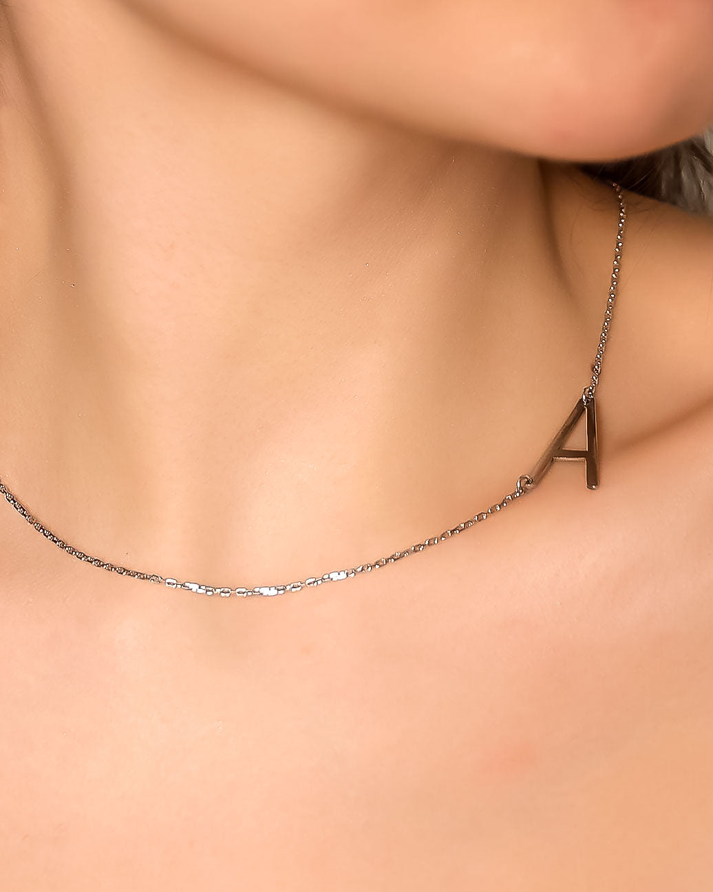 Personalised Sideways Initial Necklace - Sterling Silver