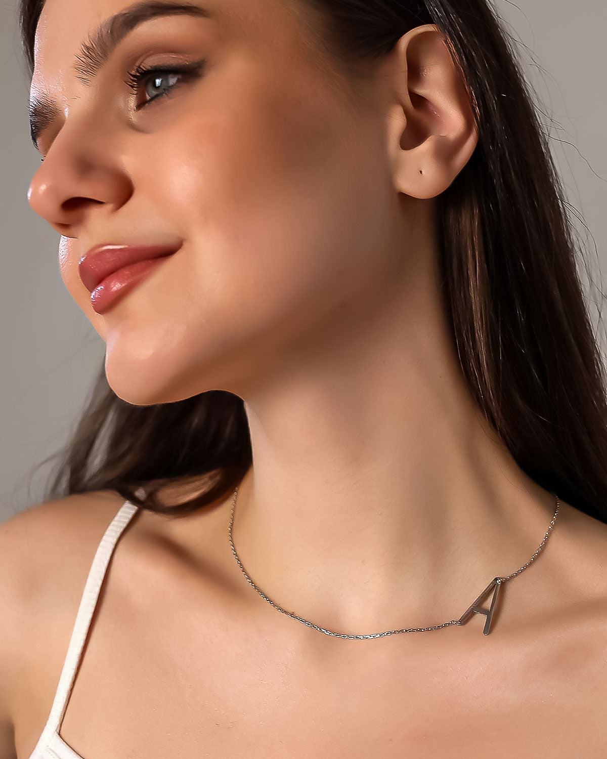 Personalised Sideways Initial Necklace - Sterling Silver