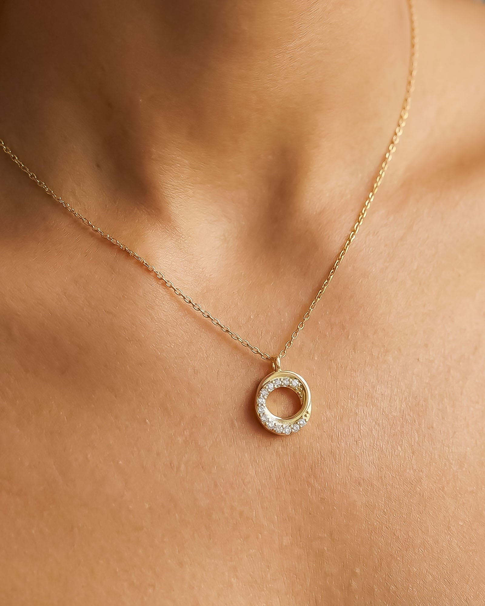 Oval Circle CZ Necklace