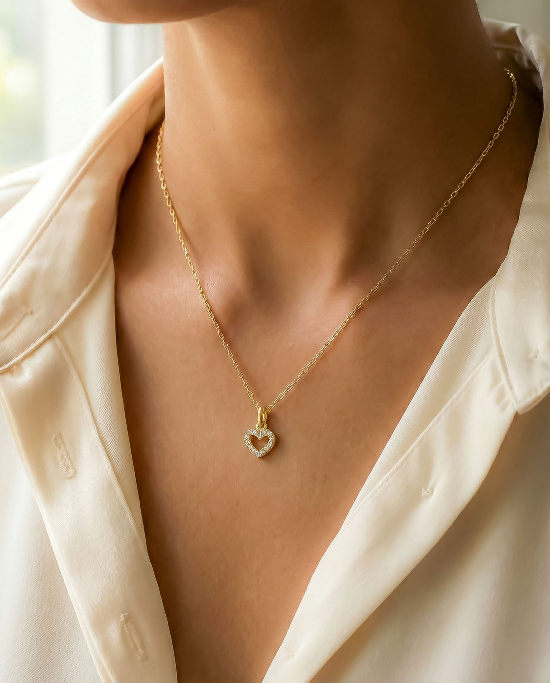 Sparkling Heart Pendant CZ Necklace