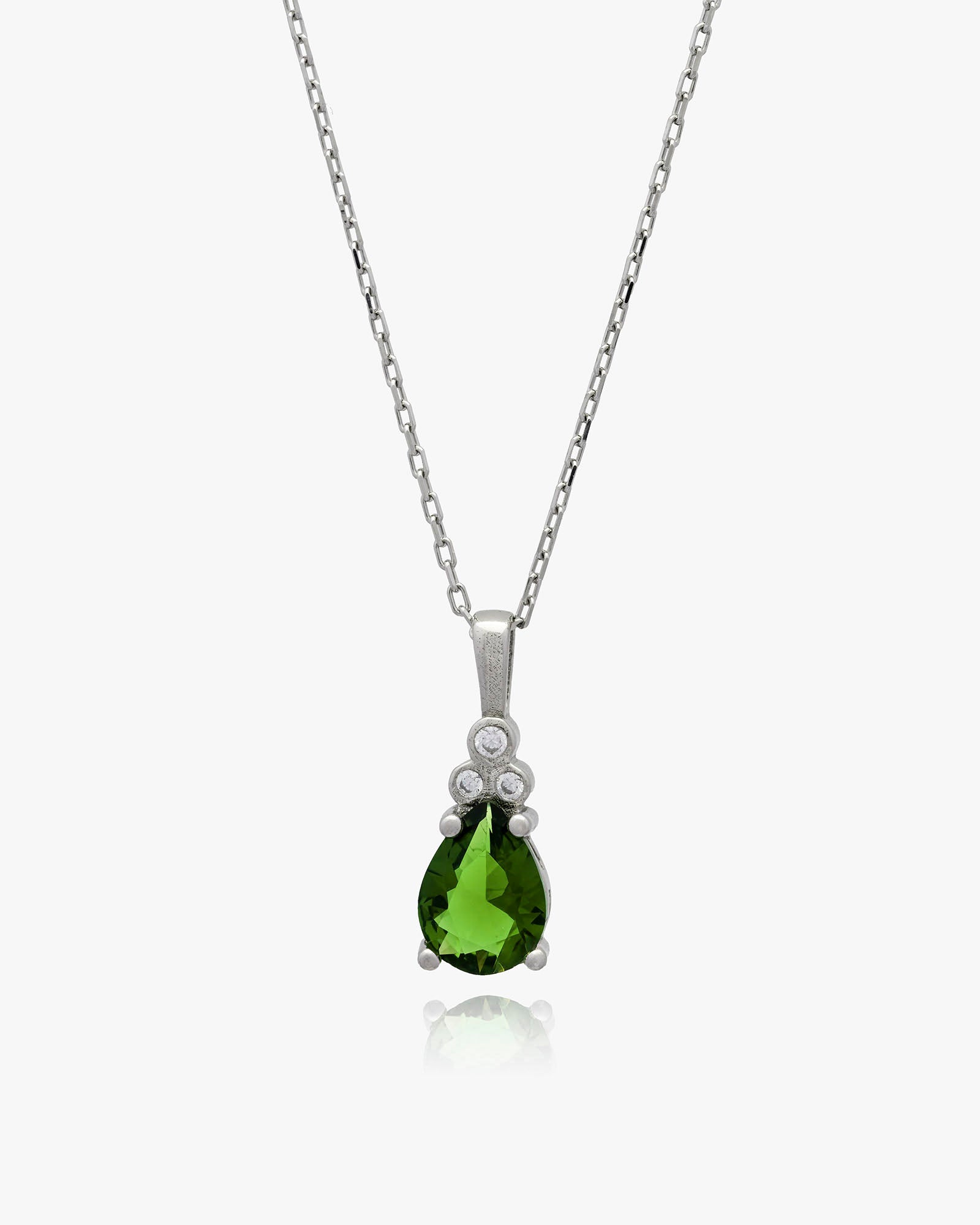 Birthstone Necklace with Zirconia Accents - Sterling Silver