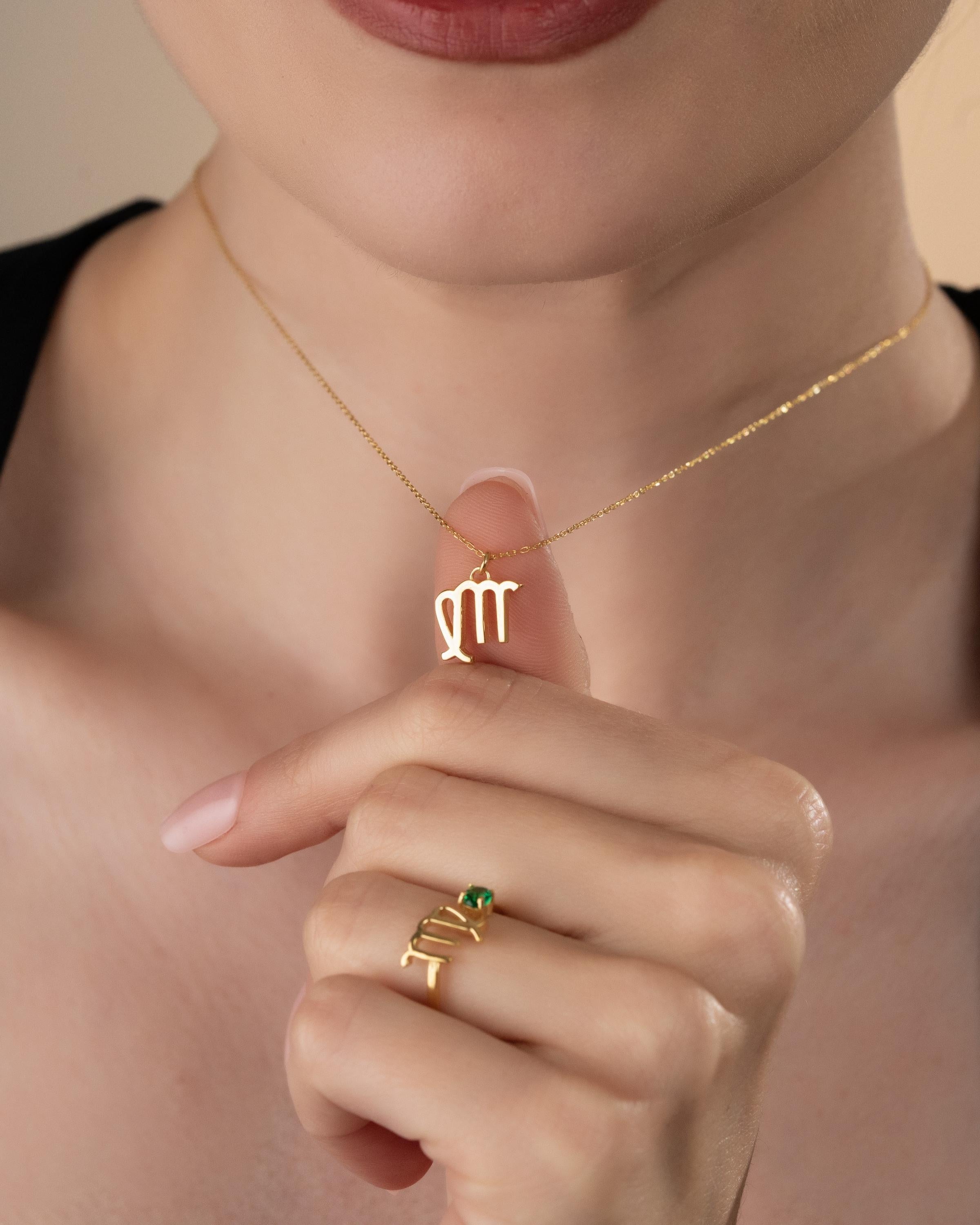 Zodiac Necklace and Ring Set Gold - Sterling Silver