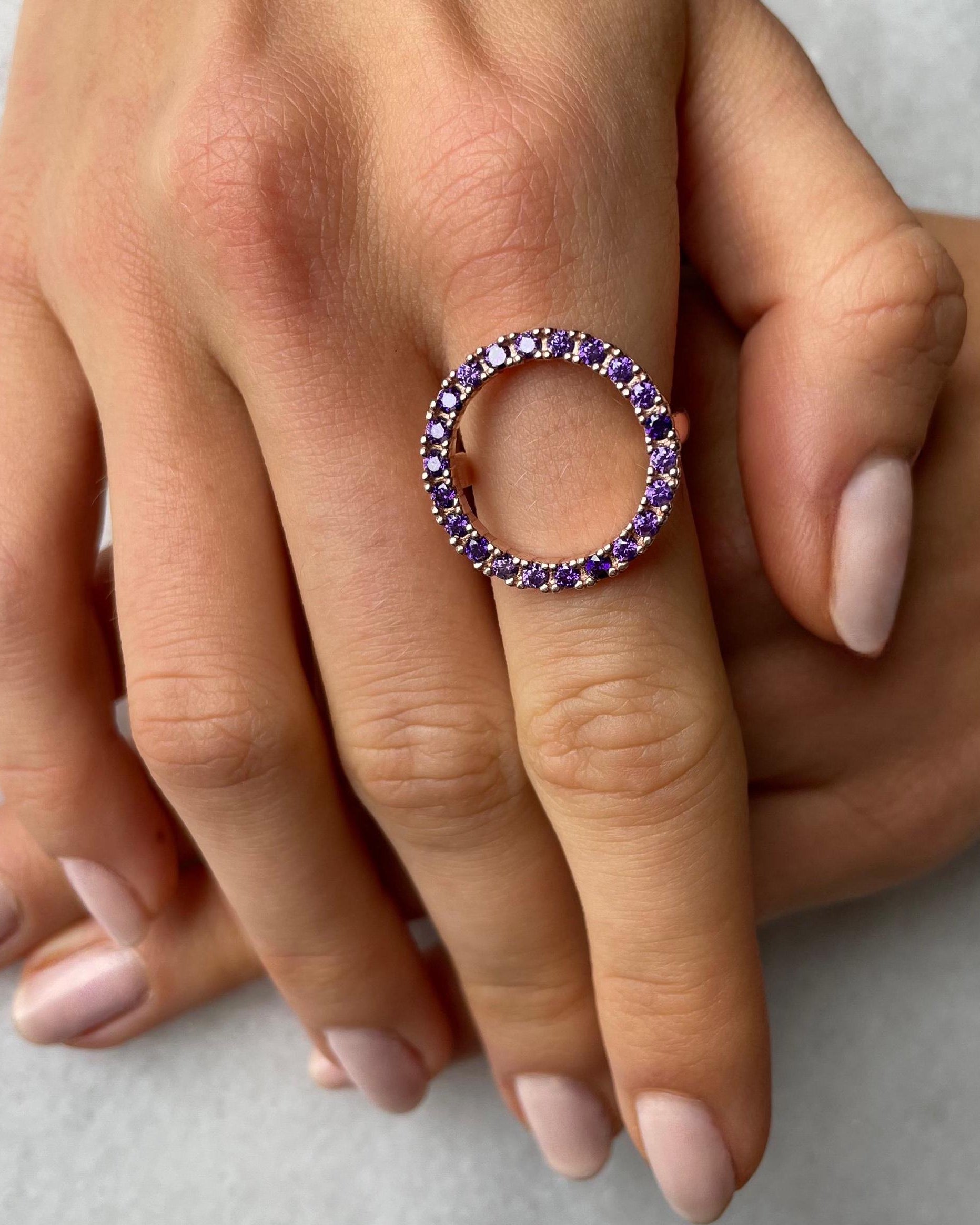 CZ Halo Statement Ring - Sterling Silver