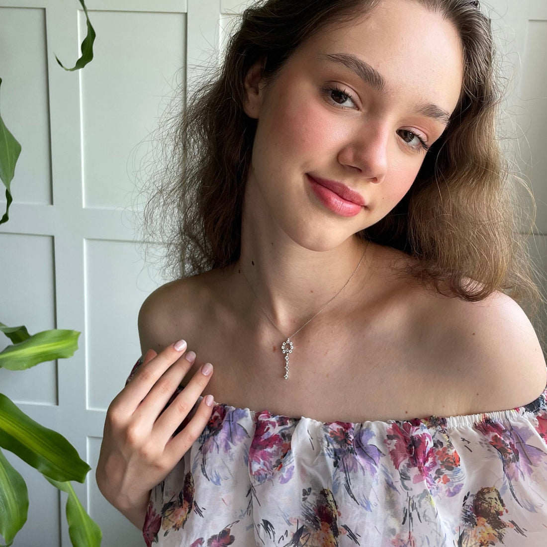 Elegant CZ Flower Necklace - Sterling Silver