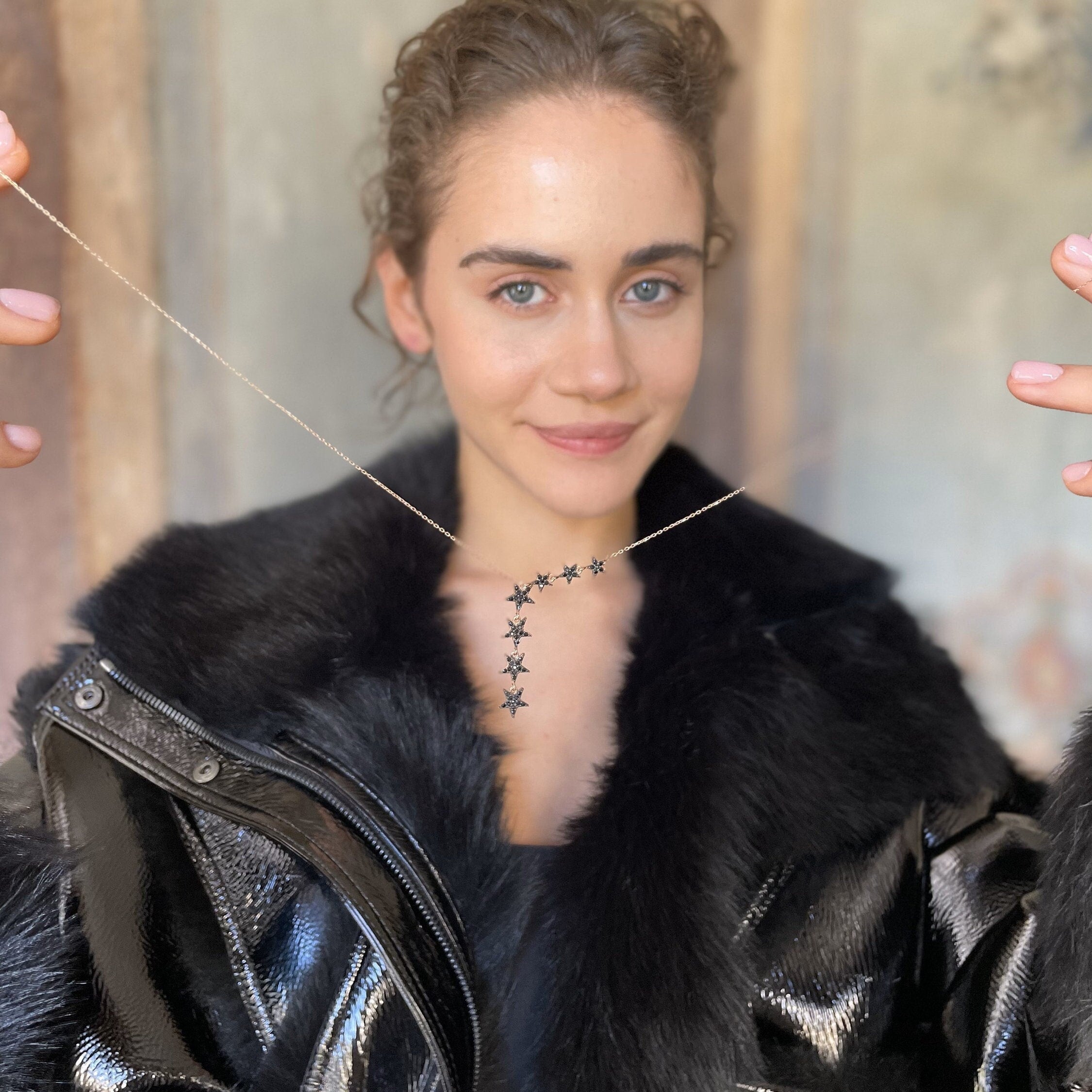 Star Lariat Necklace & Bracelet Set - Sterling Silver