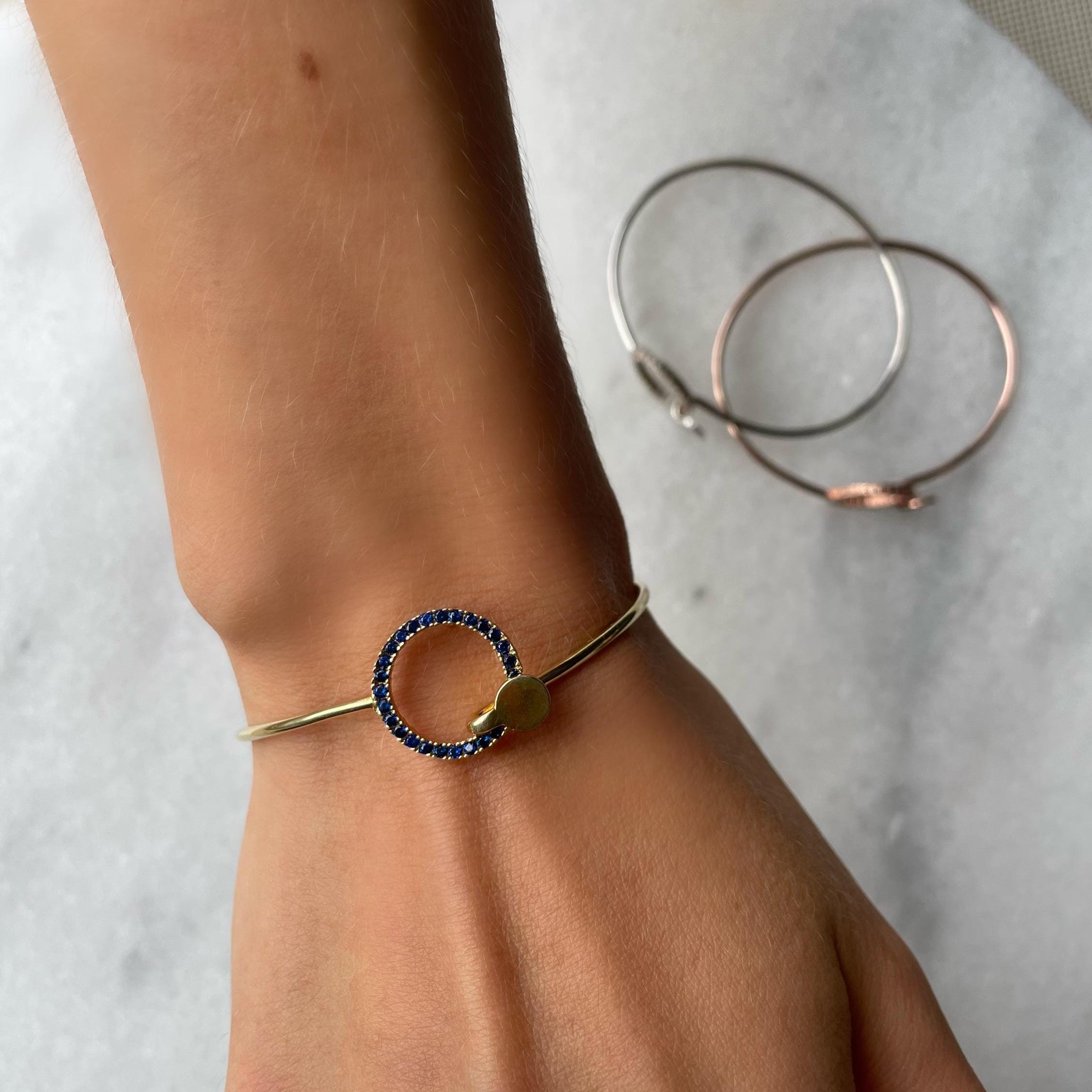 Circle Cuff CZ Bracelet - Sterling Silver