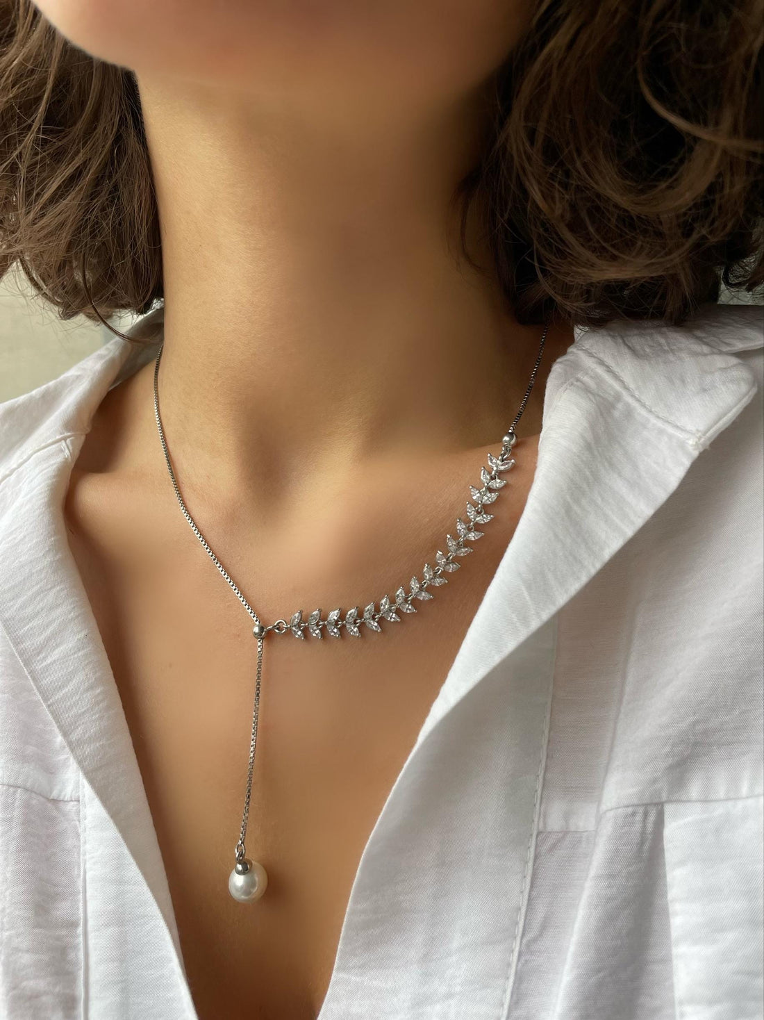 Pearl Slider Jewelry Set - Sterling Silver