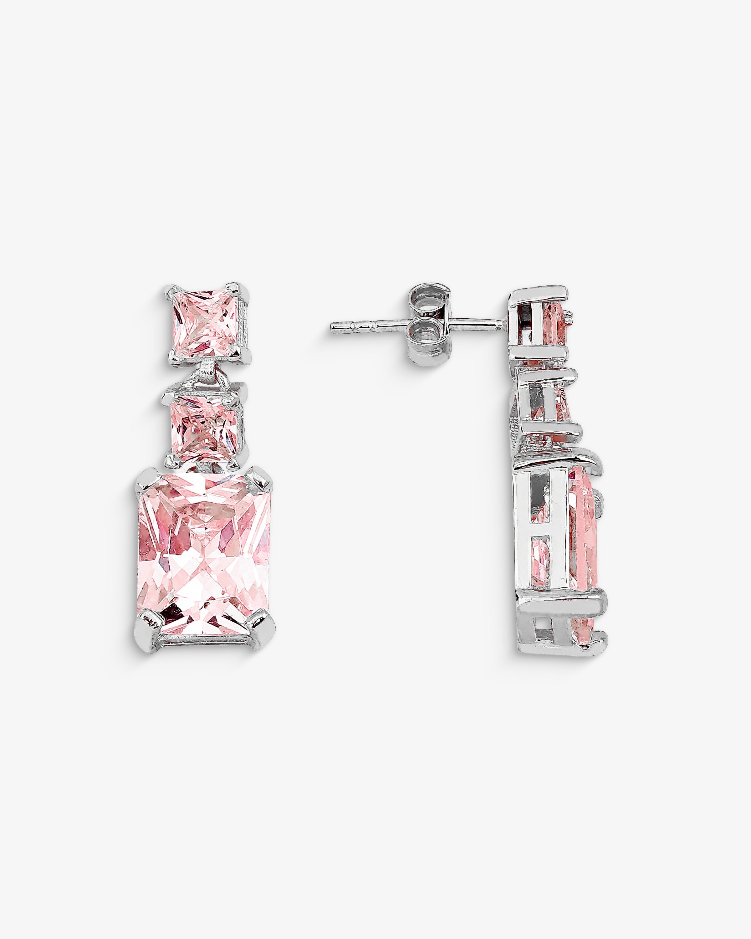 Baguette Birthstone Earrings - Sterling Silver